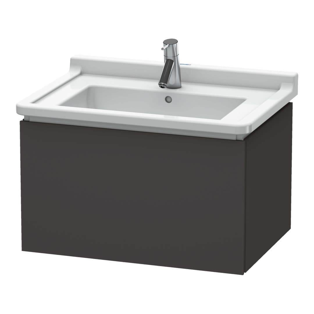 Duravit L-Cube – Έπιπλο Νιπτήρα – 670 mm, 1 συρτάρι, νιπτήρας κέντρο – Graphite Super Matt, Decor (LC616408080)