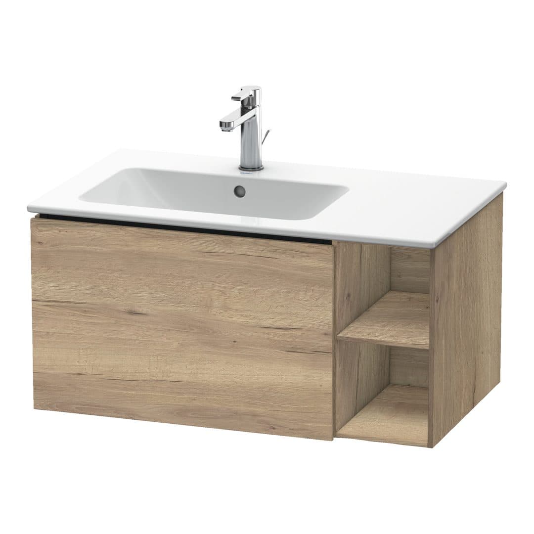 Duravit L-Cube – Έπιπλο Νιπτήρα – 820 mm, 1 συρτάρι, νιπτήρας αριστερά – Marbled Oak Matt, Decor (LC619105555)