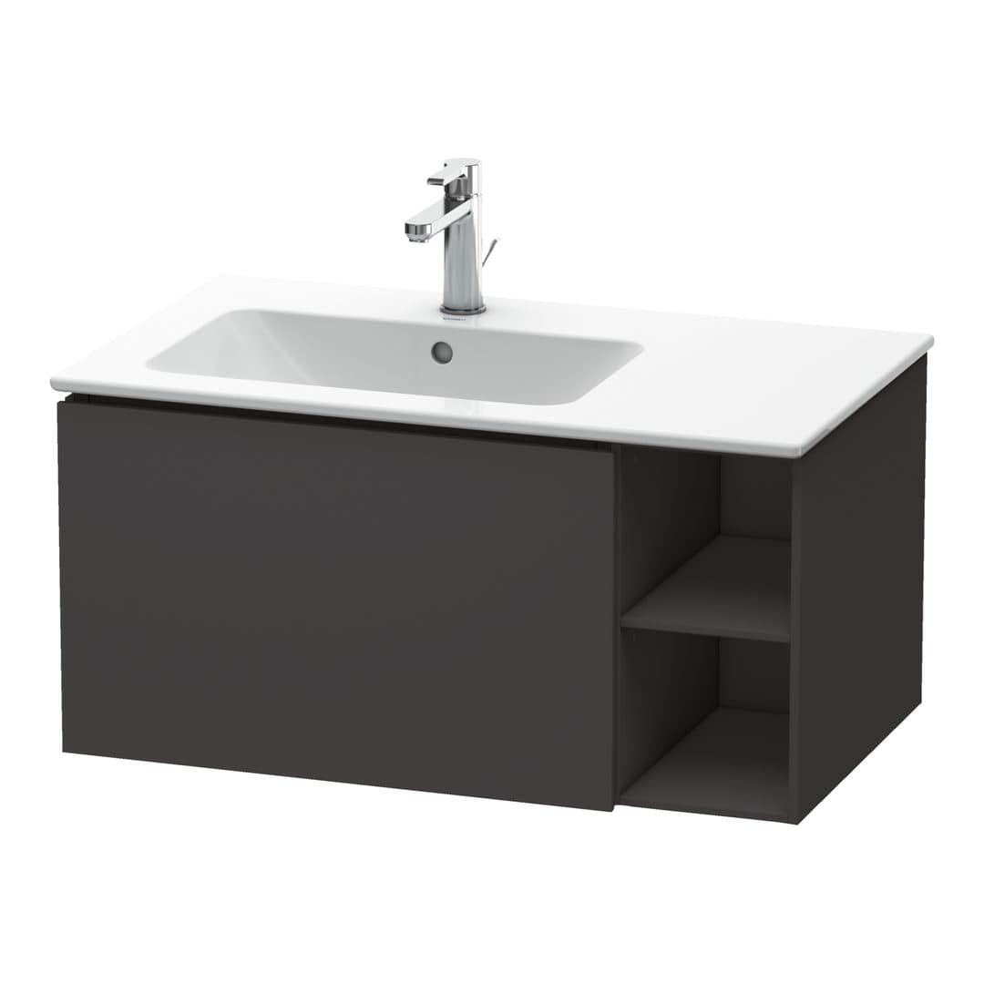 Duravit L-Cube – Έπιπλο Νιπτήρα – 820 mm, 1 συρτάρι, νιπτήρας αριστερά – Graphite Super Matt, Decor (LC619108080)