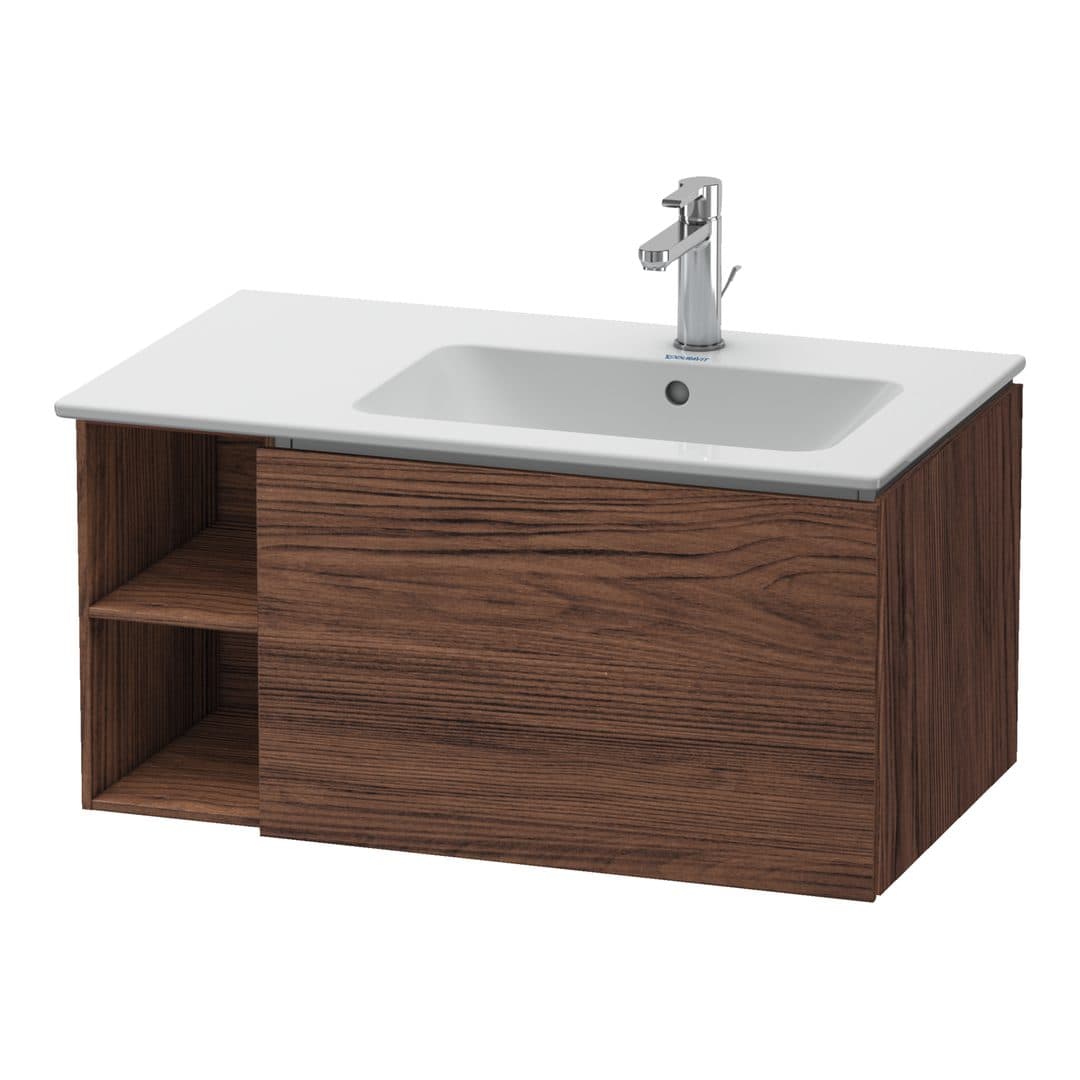 Duravit L-Cube – Έπιπλο Νιπτήρα – 820 mm, 1 συρτάρι, νιπτήρας δεξιά – Walnut dark Matt, Decor (LC619202121)