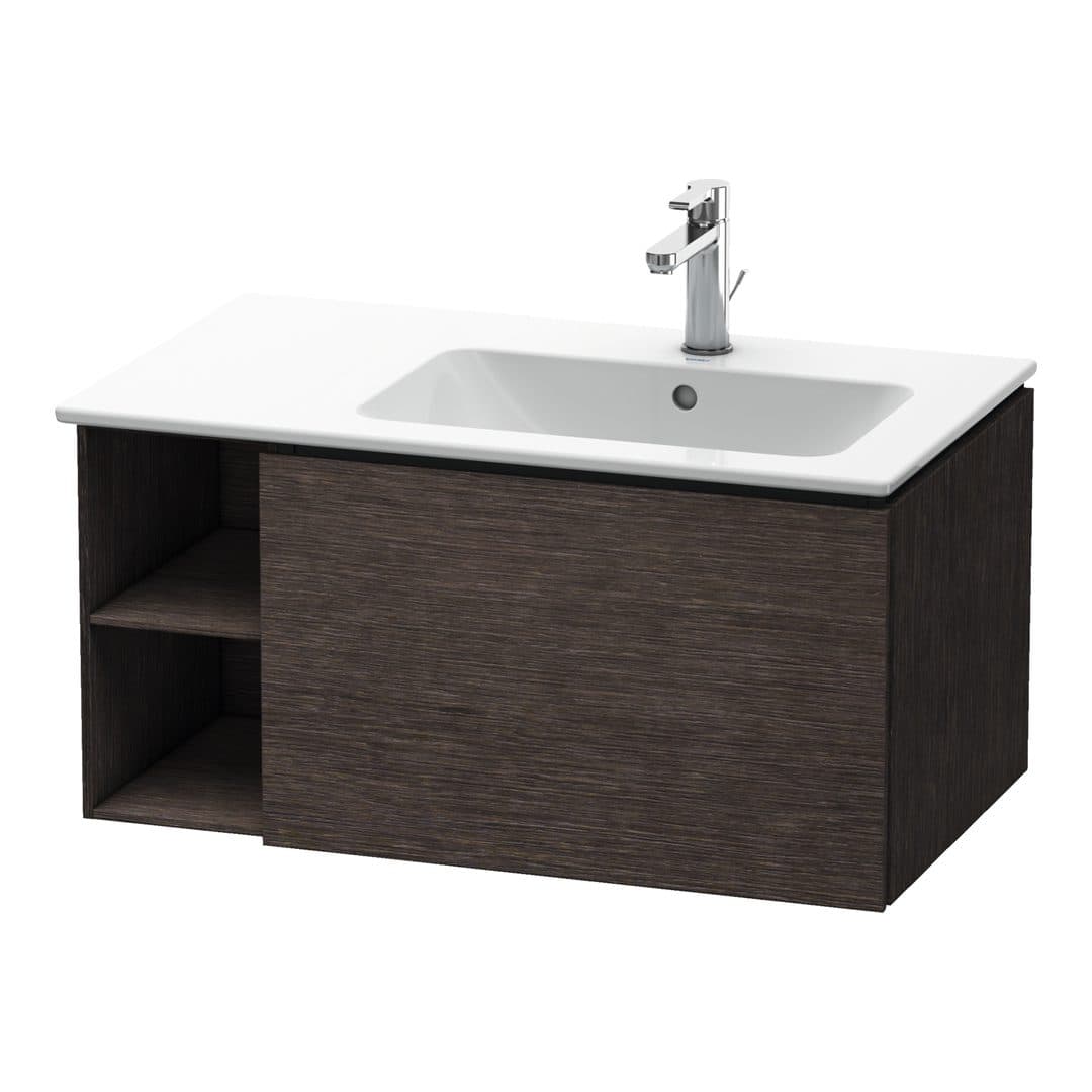 Duravit L-Cube – Έπιπλο Νιπτήρα – 820 mm, 1 συρτάρι, νιπτήρας δεξιά – Brushed dark oak Matt, Real wood veneer (LC619207272)