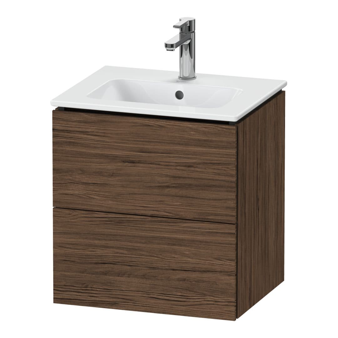 Duravit L-Cube – Έπιπλο Νιπτήρα – 520 mm, 2 συρτάρια, νιπτήρας κέντρο, Compact, 520 x 421 x 550 mm – Walnut dark Matt, Decor (LC621802121)