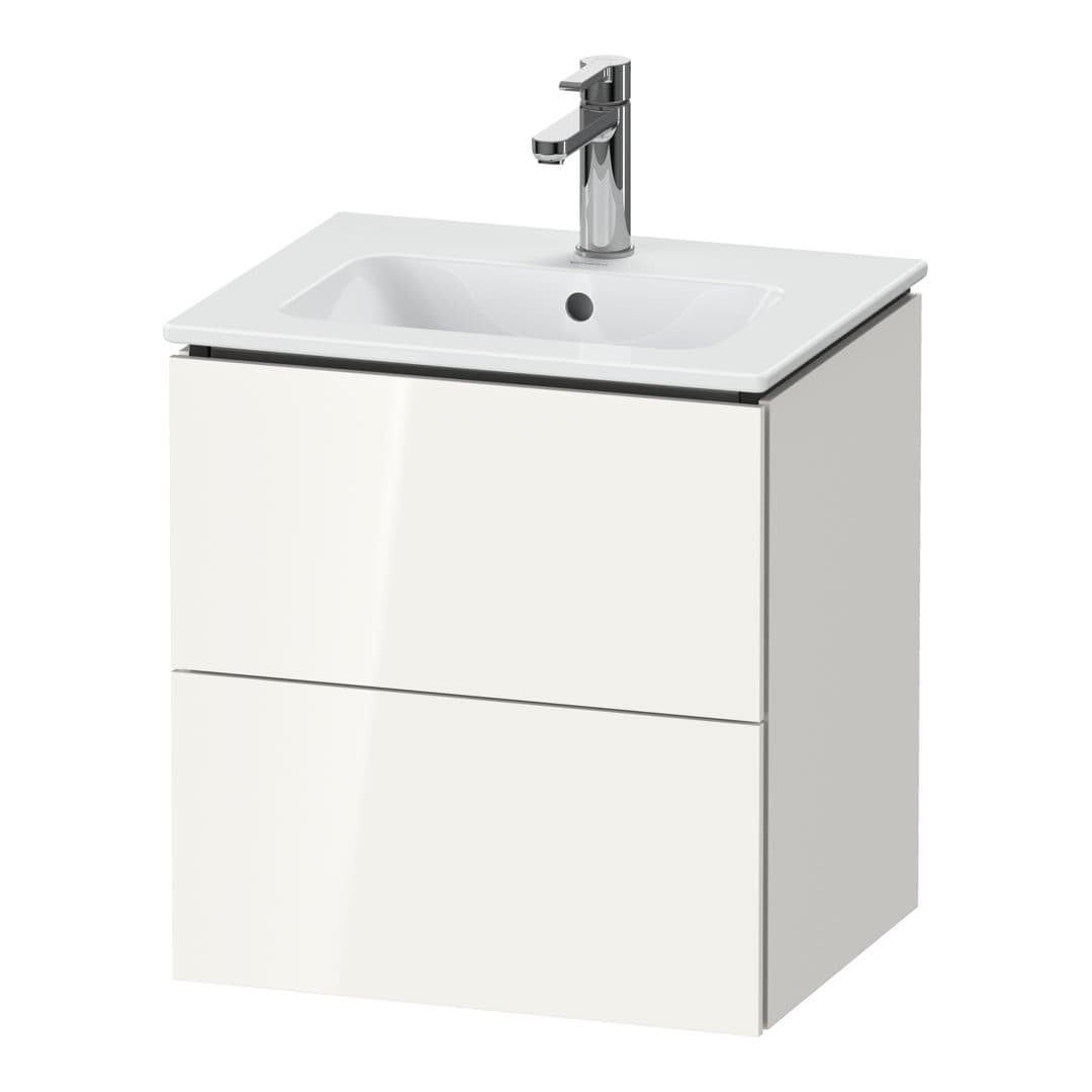 Duravit L-Cube – Έπιπλο Νιπτήρα – 520 mm, 2 συρτάρια, νιπτήρας κέντρο, Compact, 520 x 421 x 550 mm – White High Gloss, Decor (LC621802222)