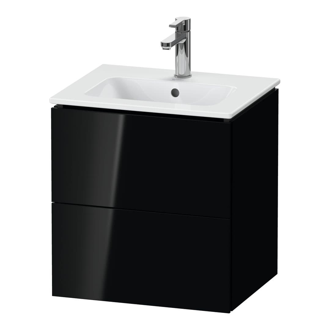 Duravit L-Cube – Έπιπλο Νιπτήρα – 520 mm, 2 συρτάρια, νιπτήρας κέντρο, Compact, 520 x 421 x 550 mm – Black High Gloss, Lacquer (LC621804040)