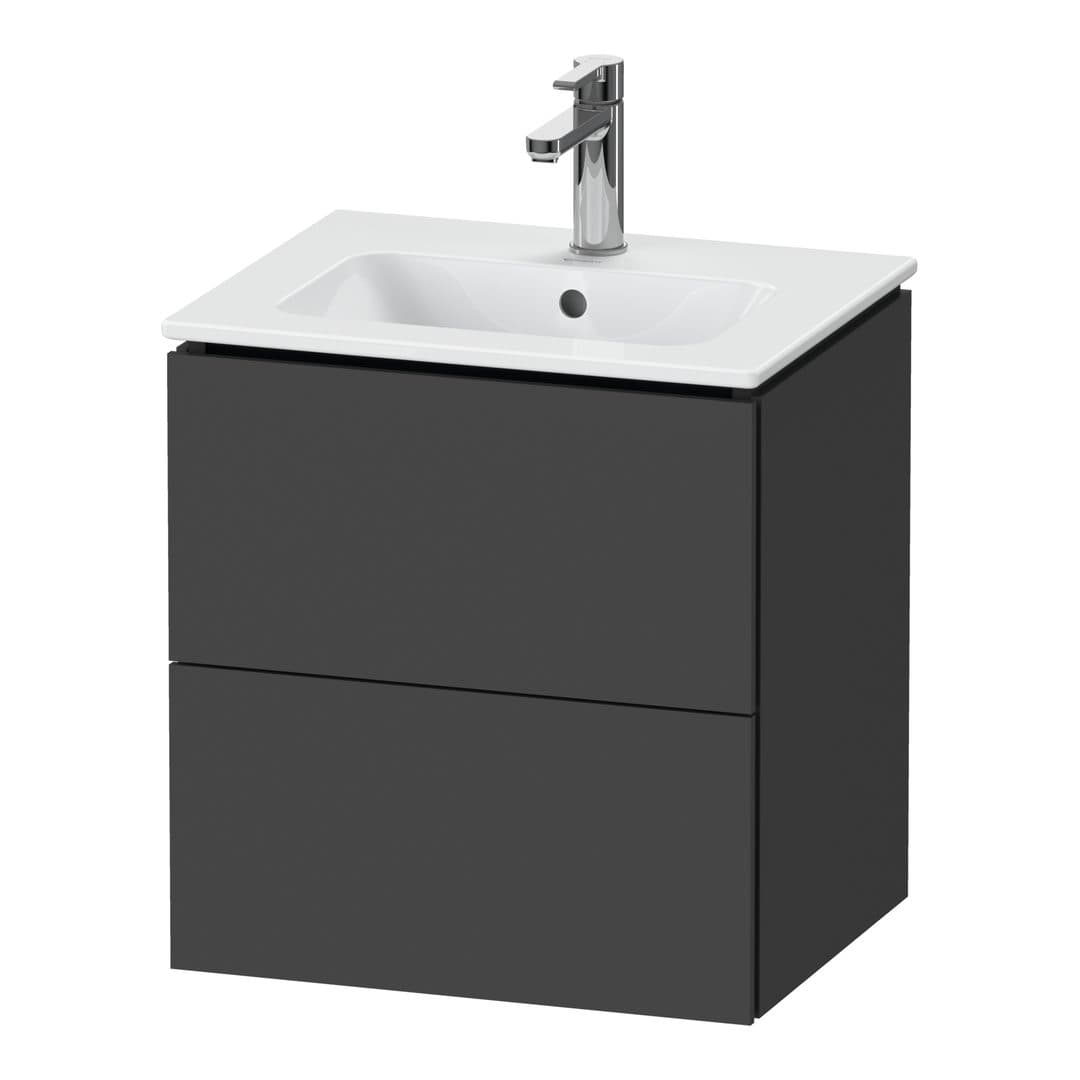 Duravit L-Cube – Έπιπλο Νιπτήρα – 520 mm, 2 συρτάρια, νιπτήρας κέντρο, Compact, 520 x 421 x 550 mm – Graphite Matt, Decor (LC621804949)