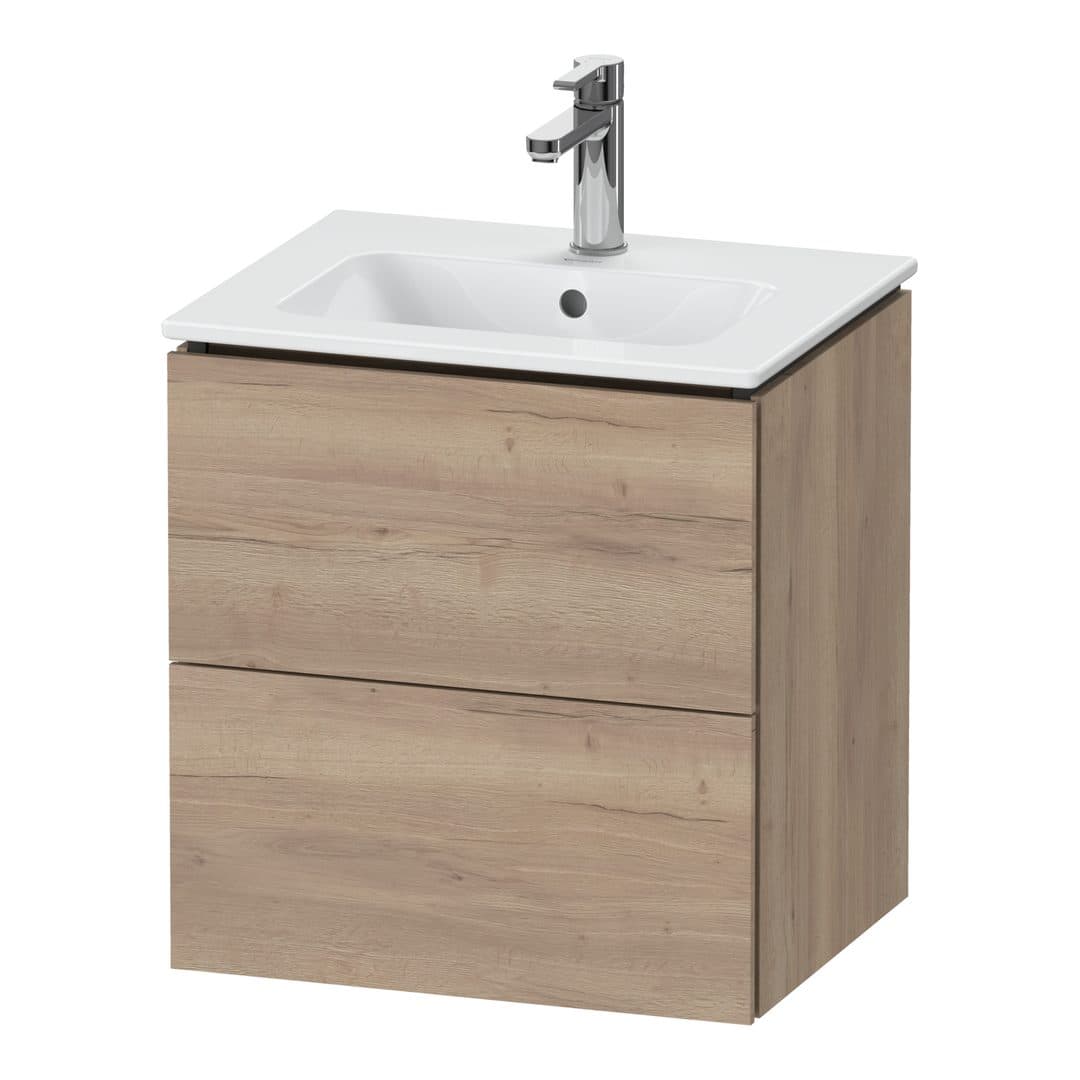 Duravit L-Cube – Έπιπλο Νιπτήρα – 520 mm, 2 συρτάρια, νιπτήρας κέντρο, Compact, 520 x 421 x 550 mm – Marbled Oak Matt, Decor (LC621805555)
