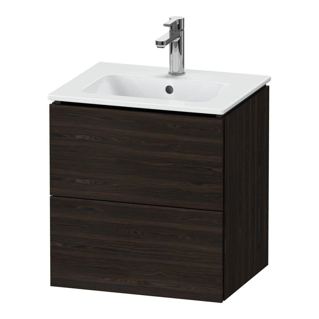 Duravit L-Cube – Έπιπλο Νιπτήρα – 520 mm, 2 συρτάρια, νιπτήρας κέντρο, Compact, 520 x 421 x 550 mm – Brushed walnut Matt, Real wood veneer (LC621806969)