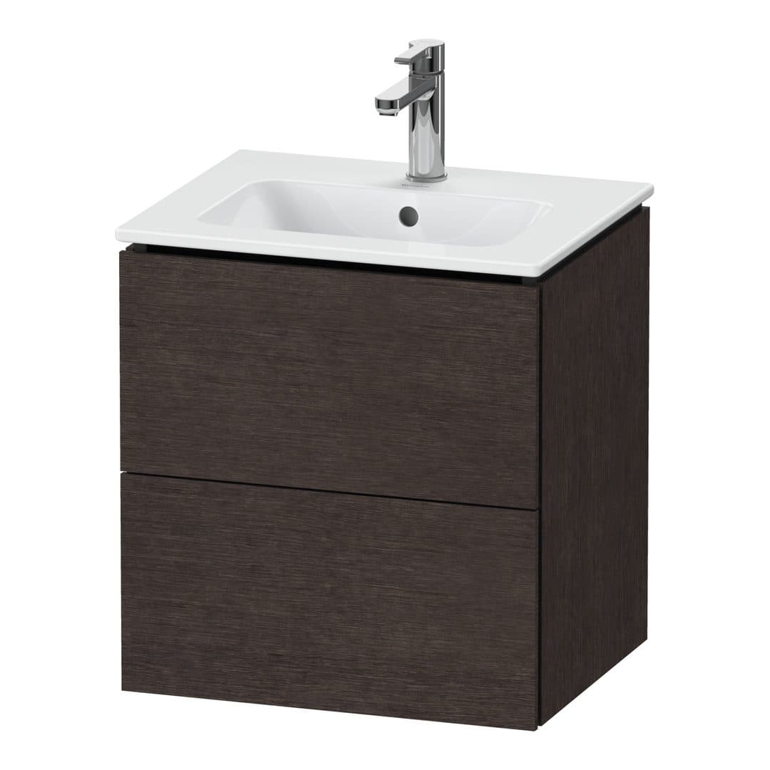 Duravit L-Cube – Έπιπλο Νιπτήρα – 520 mm, 2 συρτάρια, νιπτήρας κέντρο, Compact, 520 x 421 x 550 mm – Brushed dark oak Matt, Real wood veneer (LC621807272)