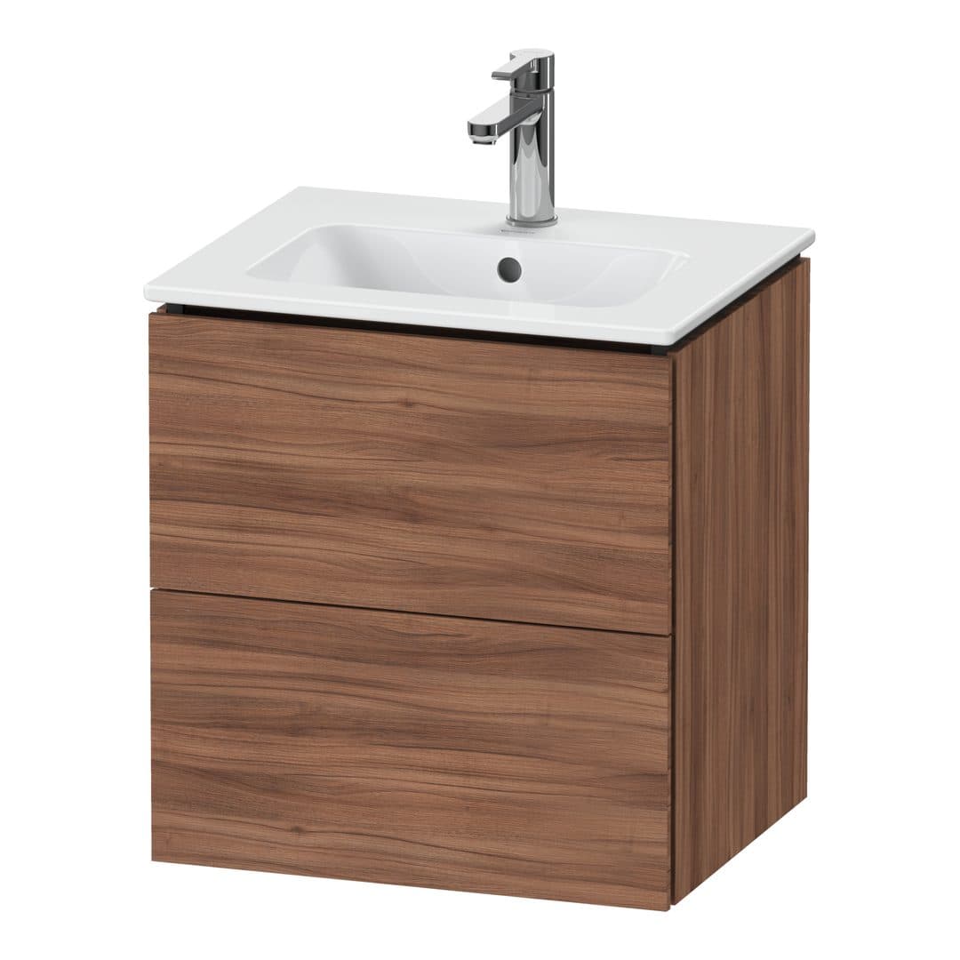 Duravit L-Cube – Έπιπλο Νιπτήρα – 520 mm, 2 συρτάρια, νιπτήρας κέντρο, Compact, 520 x 421 x 550 mm – Walnut Matt, Decor (LC621807979)