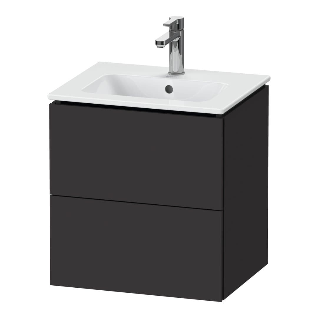 Duravit L-Cube – Έπιπλο Νιπτήρα – 520 mm, 2 συρτάρια, νιπτήρας κέντρο, Compact, 520 x 421 x 550 mm – Graphite Super Matt, Decor (LC621808080)