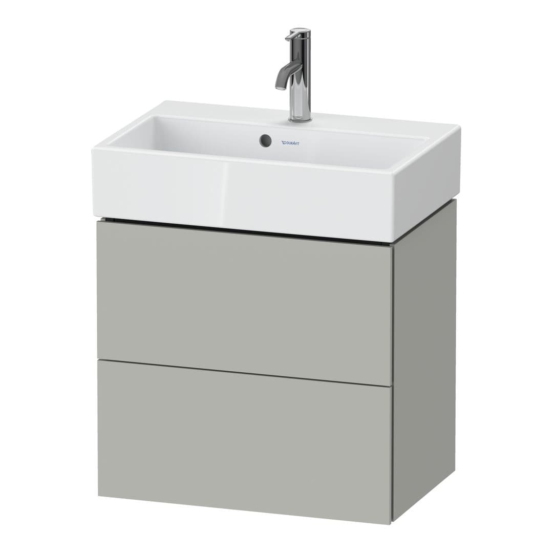 Duravit L-Cube – Έπιπλο Νιπτήρα – 584 mm, 2 συρτάρια, νιπτήρας κέντρο, Compact – Concrete grey Matt, Decor (LC621900707)