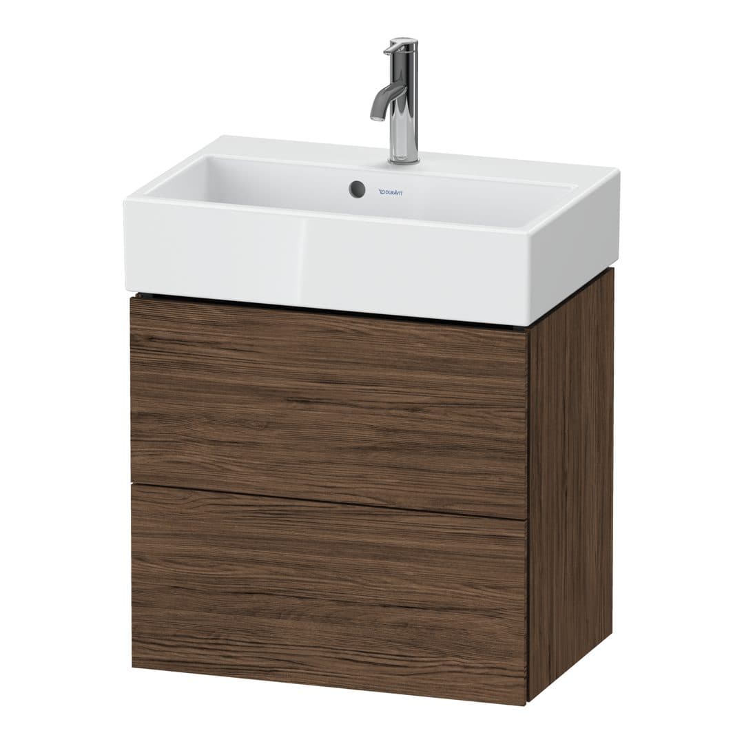 Duravit L-Cube – Έπιπλο Νιπτήρα – 584 mm, 2 συρτάρια, νιπτήρας κέντρο, Compact – Walnut dark Matt, Decor (LC621902121)