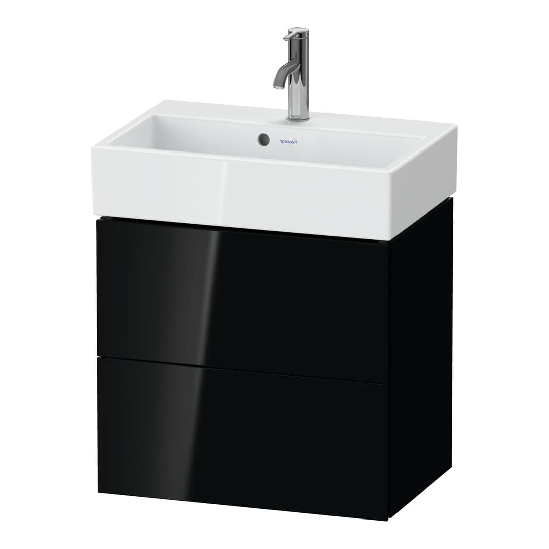 Duravit L-Cube – Έπιπλο Νιπτήρα – 584 mm, 2 συρτάρια, νιπτήρας κέντρο, Compact – Black High Gloss, Lacquer (LC621904040)