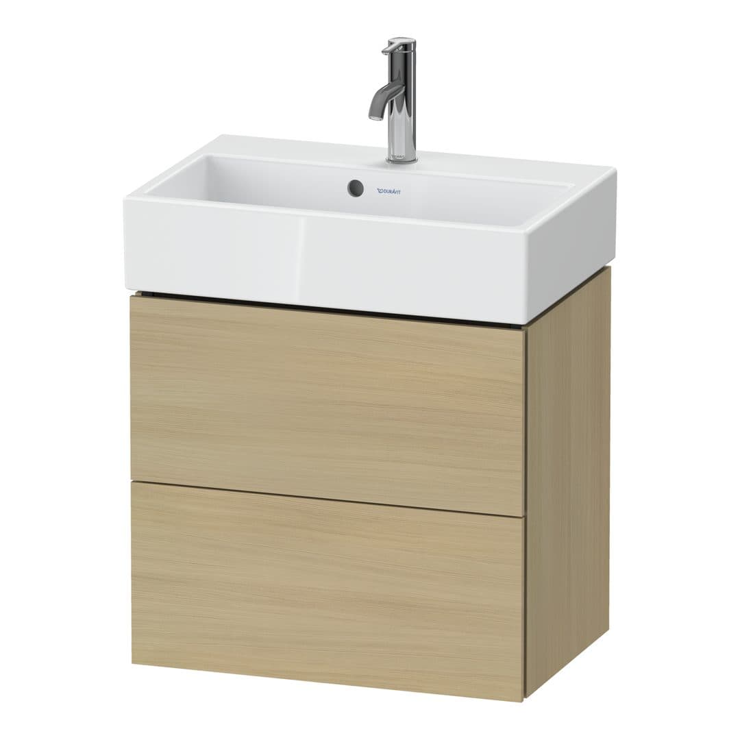 Duravit L-Cube – Έπιπλο Νιπτήρα – 584 mm, 2 συρτάρια, νιπτήρας κέντρο, Compact – Mediterranean oak Matt, Real wood veneer (LC621907171)