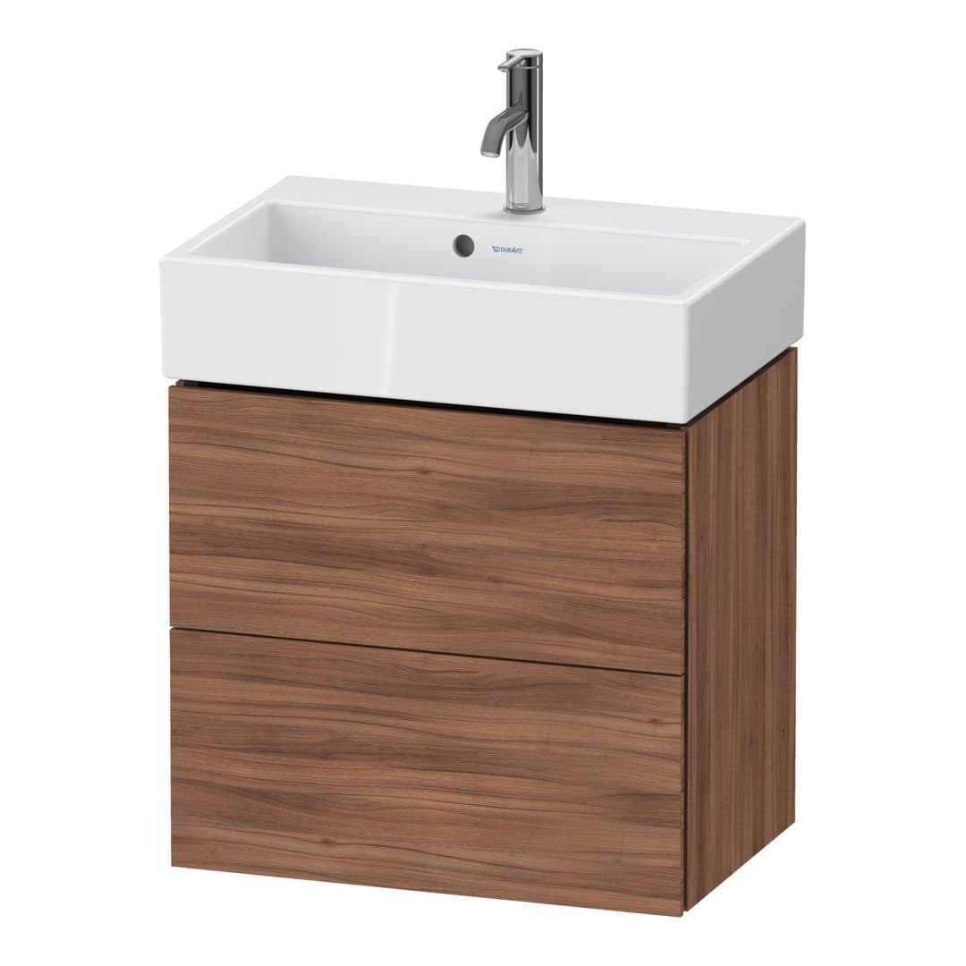Duravit L-Cube – Έπιπλο Νιπτήρα – 584 mm, 2 συρτάρια, νιπτήρας κέντρο, Compact – Walnut Matt, Decor (LC621907979)