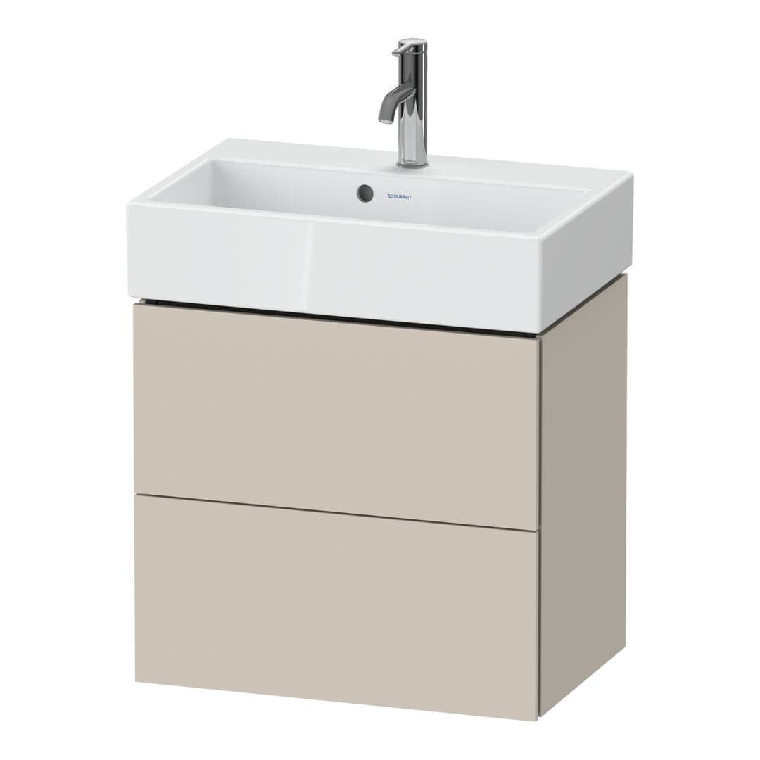 Duravit L-Cube – Έπιπλο Νιπτήρα – 584 mm, 2 συρτάρια, νιπτήρας κέντρο, Compact – Taupe Super Matt, Decor (LC621908383)