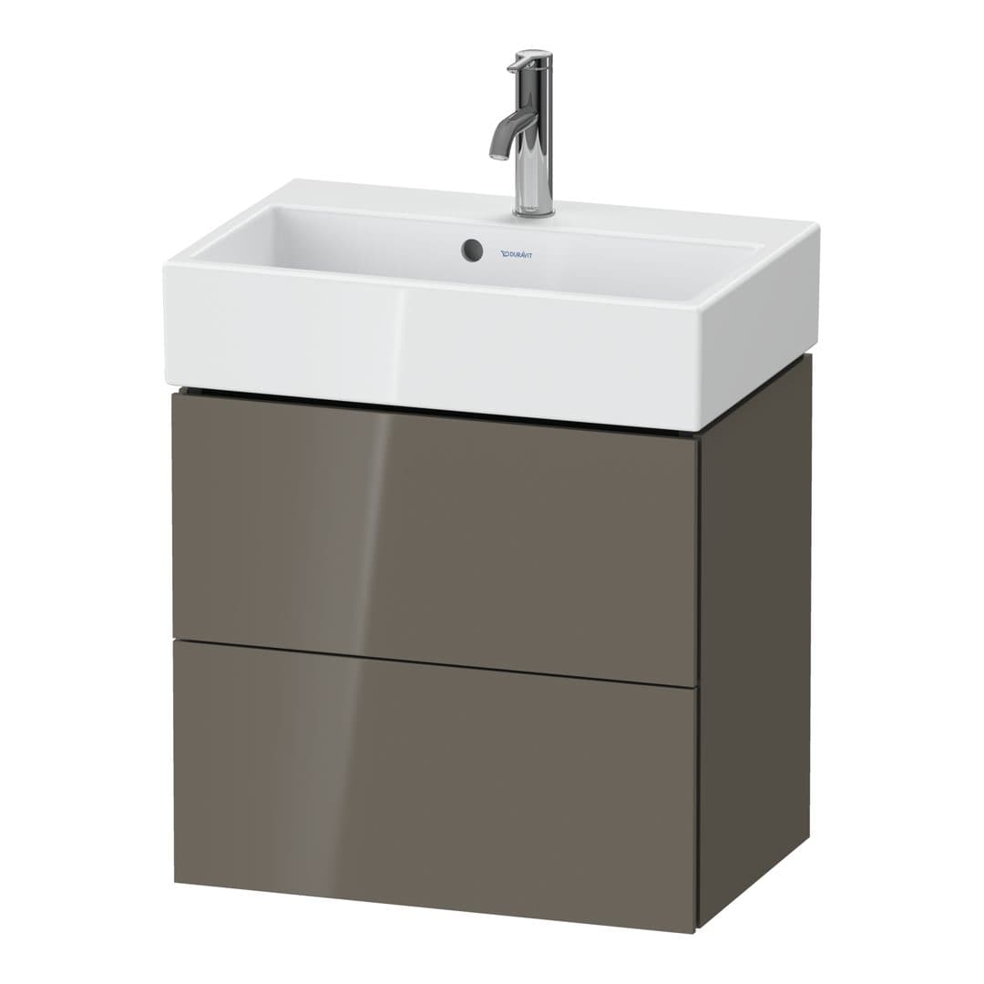 Duravit L-Cube – Έπιπλο Νιπτήρα – 584 mm, 2 συρτάρια, νιπτήρας κέντρο, Compact – Flannel Grey High Gloss, Lacquer (LC621908989)