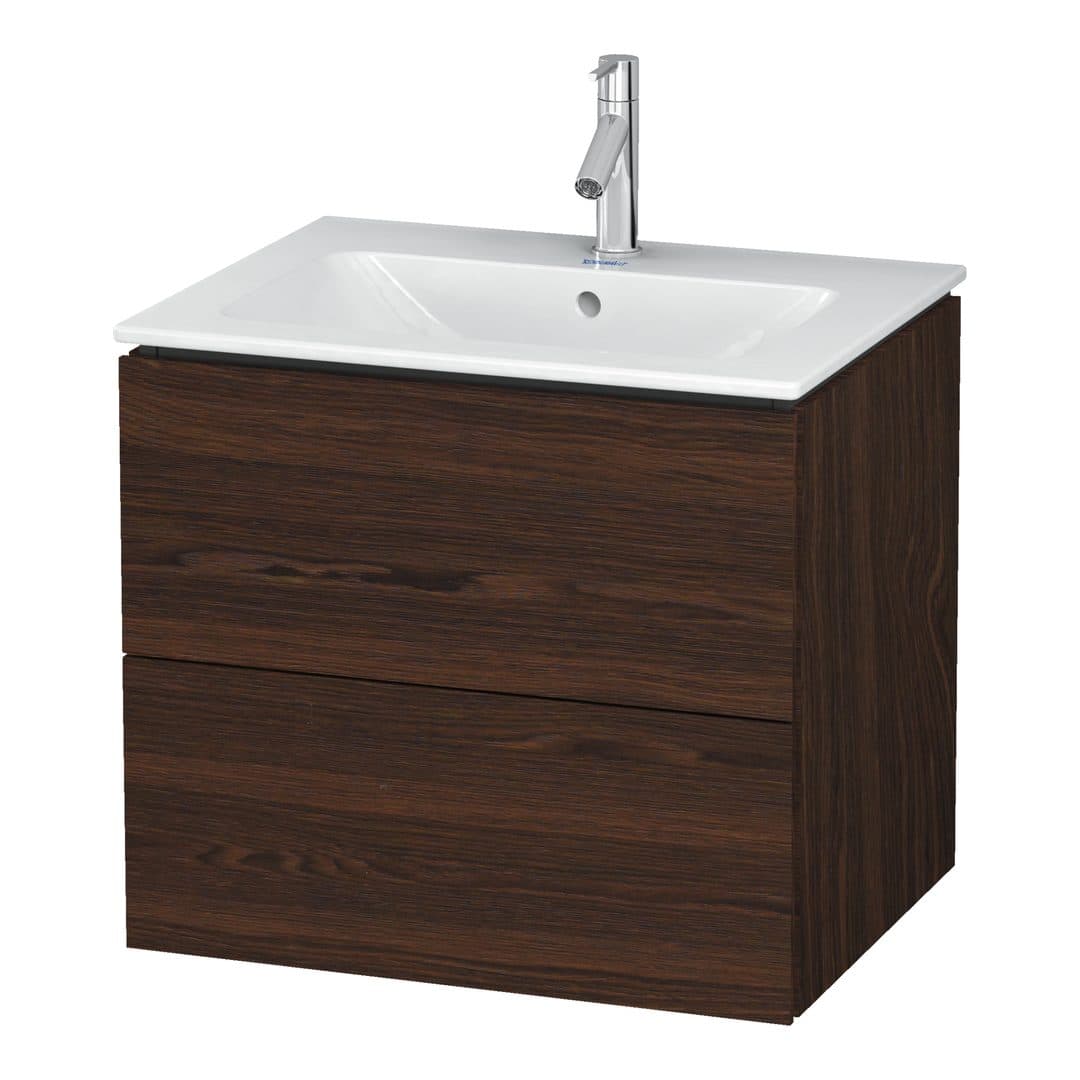 Duravit L-Cube – Έπιπλο Νιπτήρα – 620 mm, 2 συρτάρια, νιπτήρας κέντρο, 620 x 481 x 550 mm – Brushed walnut Matt, Real wood veneer (LC624006969)
