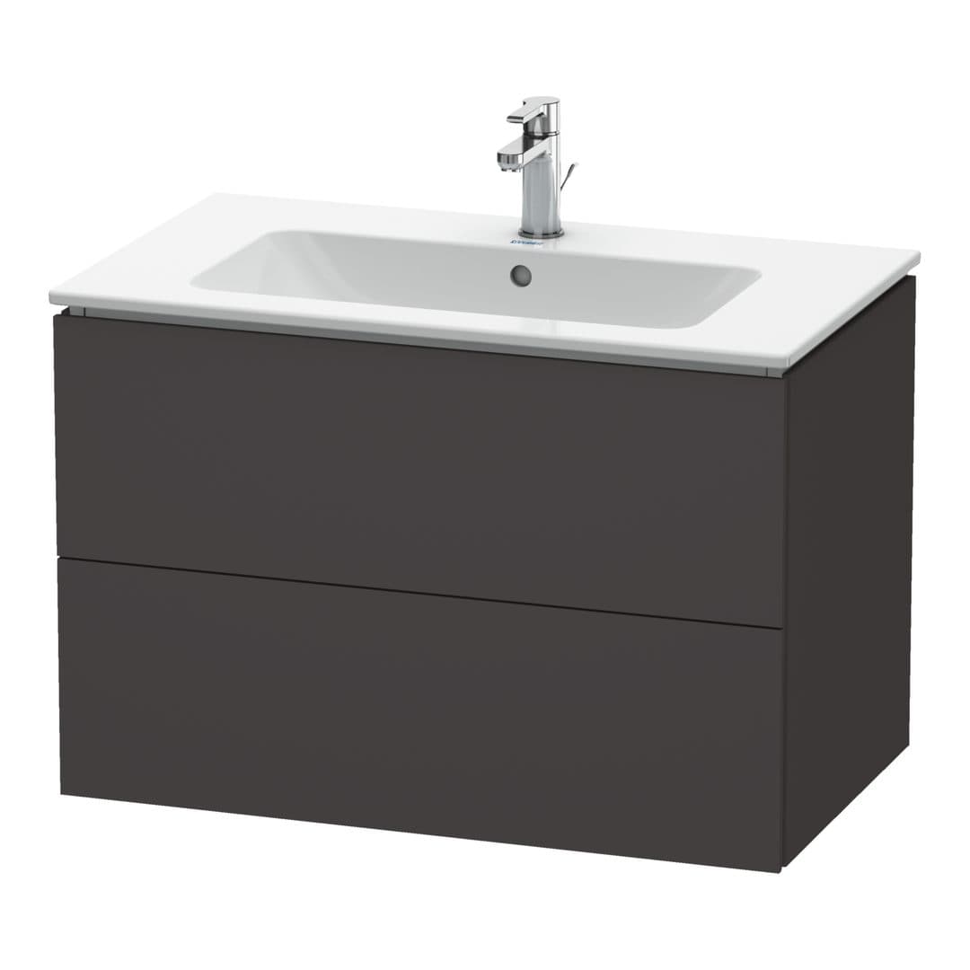 Duravit L-Cube – Έπιπλο Νιπτήρα – 820 mm, 2 συρτάρια, νιπτήρας κέντρο, 820 x 481 x 550 mm – Graphite Super Matt, Decor (LC624108080)