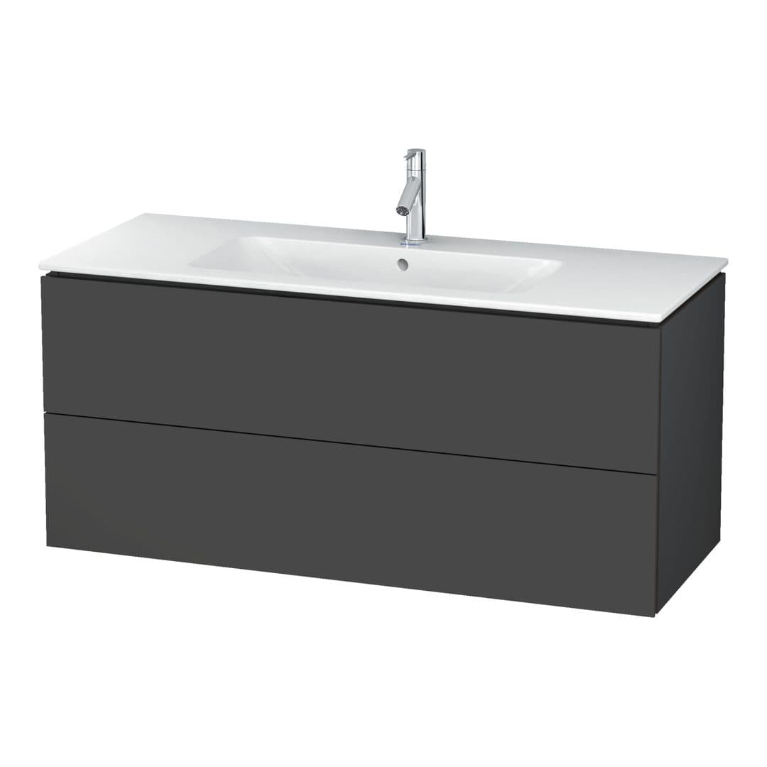Duravit L-Cube – Έπιπλο Νιπτήρα – 1220 mm, 2 συρτάρια, νιπτήρας κέντρο, 1220 x 481 x 550 mm – Graphite Matt, Decor (LC624304949)