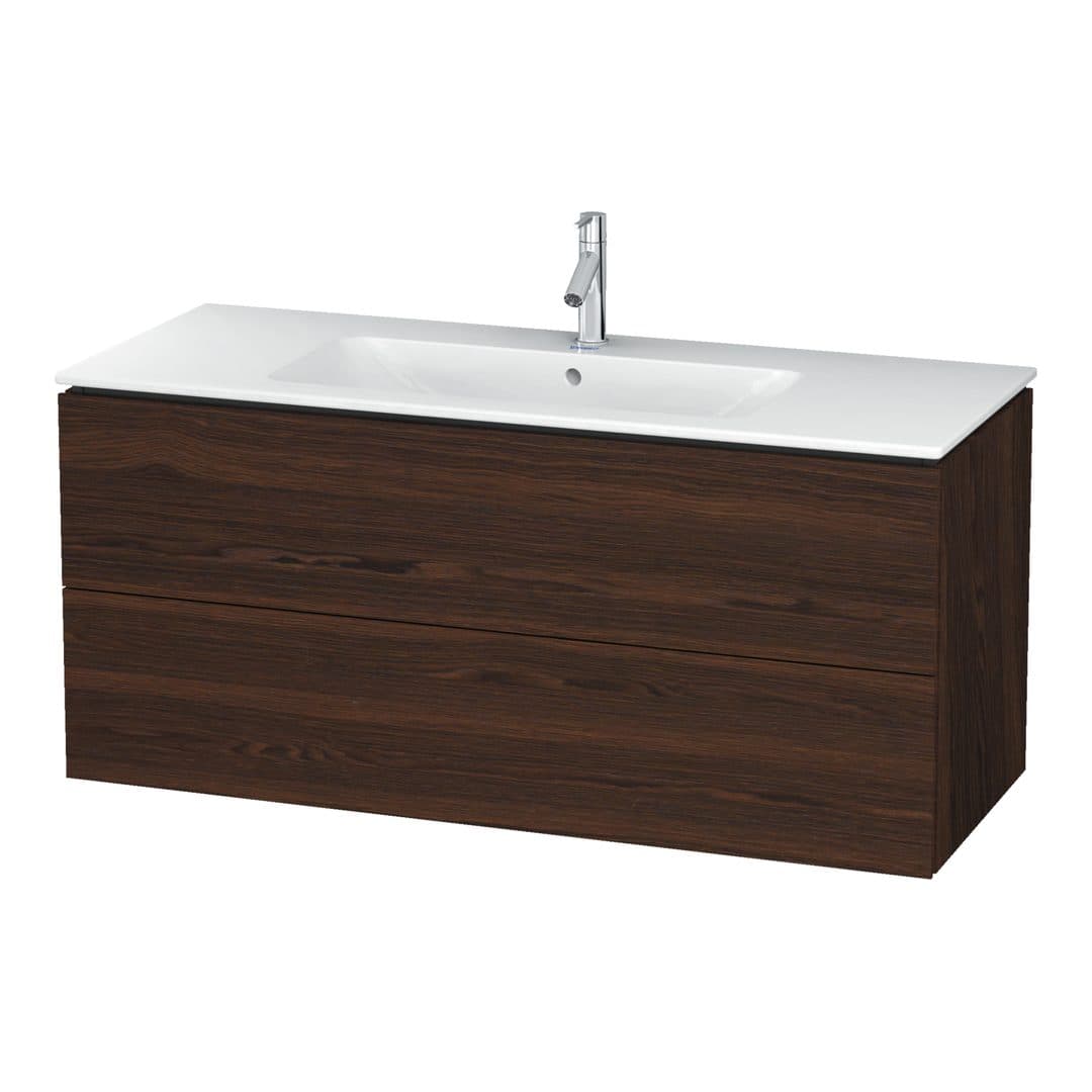 Duravit L-Cube – Έπιπλο Νιπτήρα – 1220 mm, 2 συρτάρια, νιπτήρας κέντρο, 1220 x 481 x 550 mm – Brushed walnut Matt, Real wood veneer (LC624306969)
