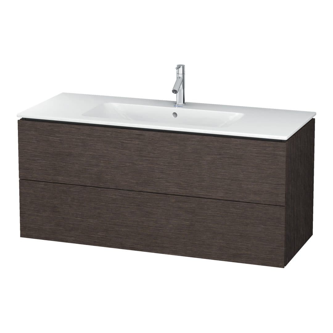 Duravit L-Cube – Έπιπλο Νιπτήρα – 1220 mm, 2 συρτάρια, νιπτήρας κέντρο, 1220 x 481 x 550 mm – Brushed dark oak Matt, Real wood veneer (LC624307272)