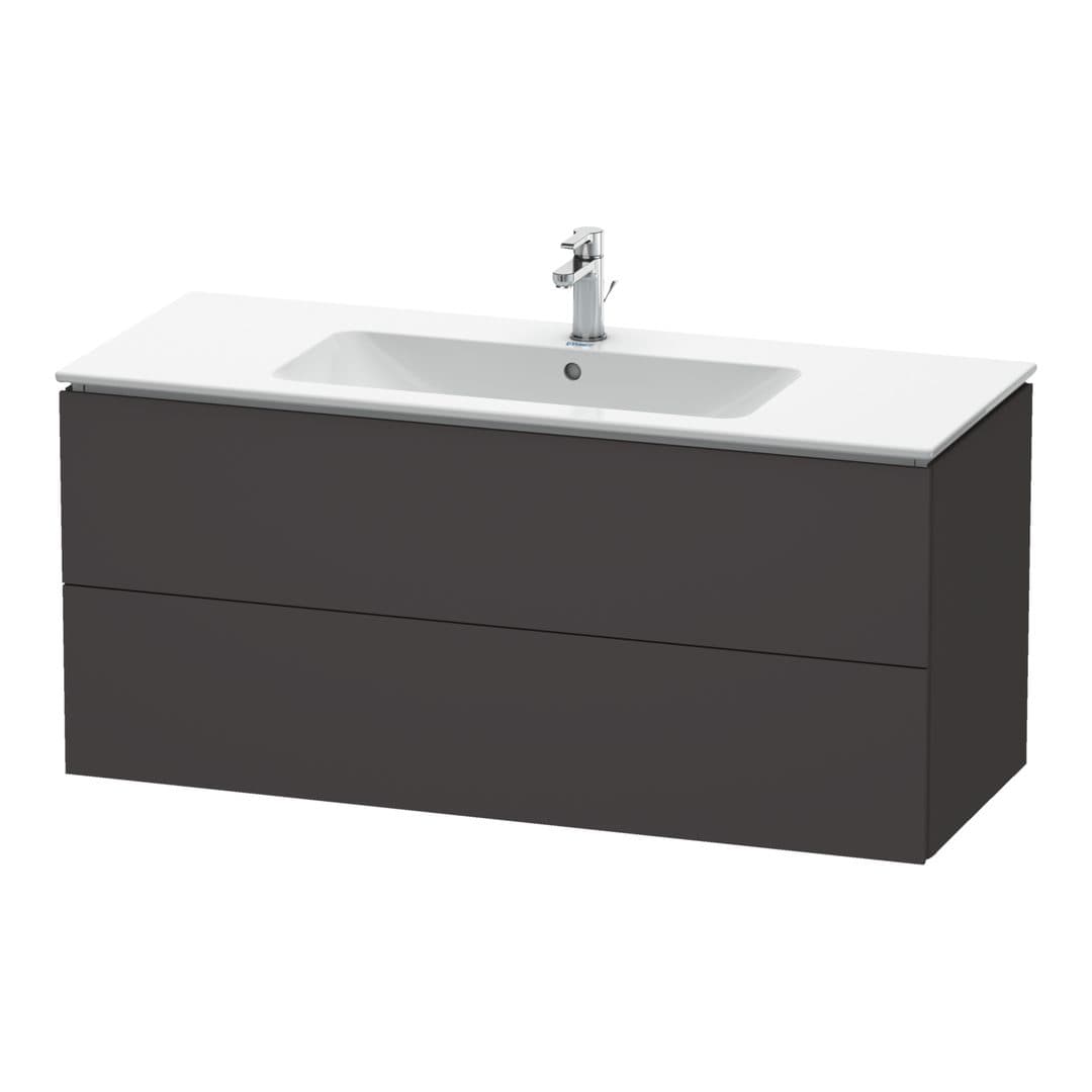 Duravit L-Cube – Έπιπλο Νιπτήρα – 1220 mm, 2 συρτάρια, νιπτήρας κέντρο, 1220 x 481 x 550 mm – Graphite Super Matt, Decor (LC624308080)