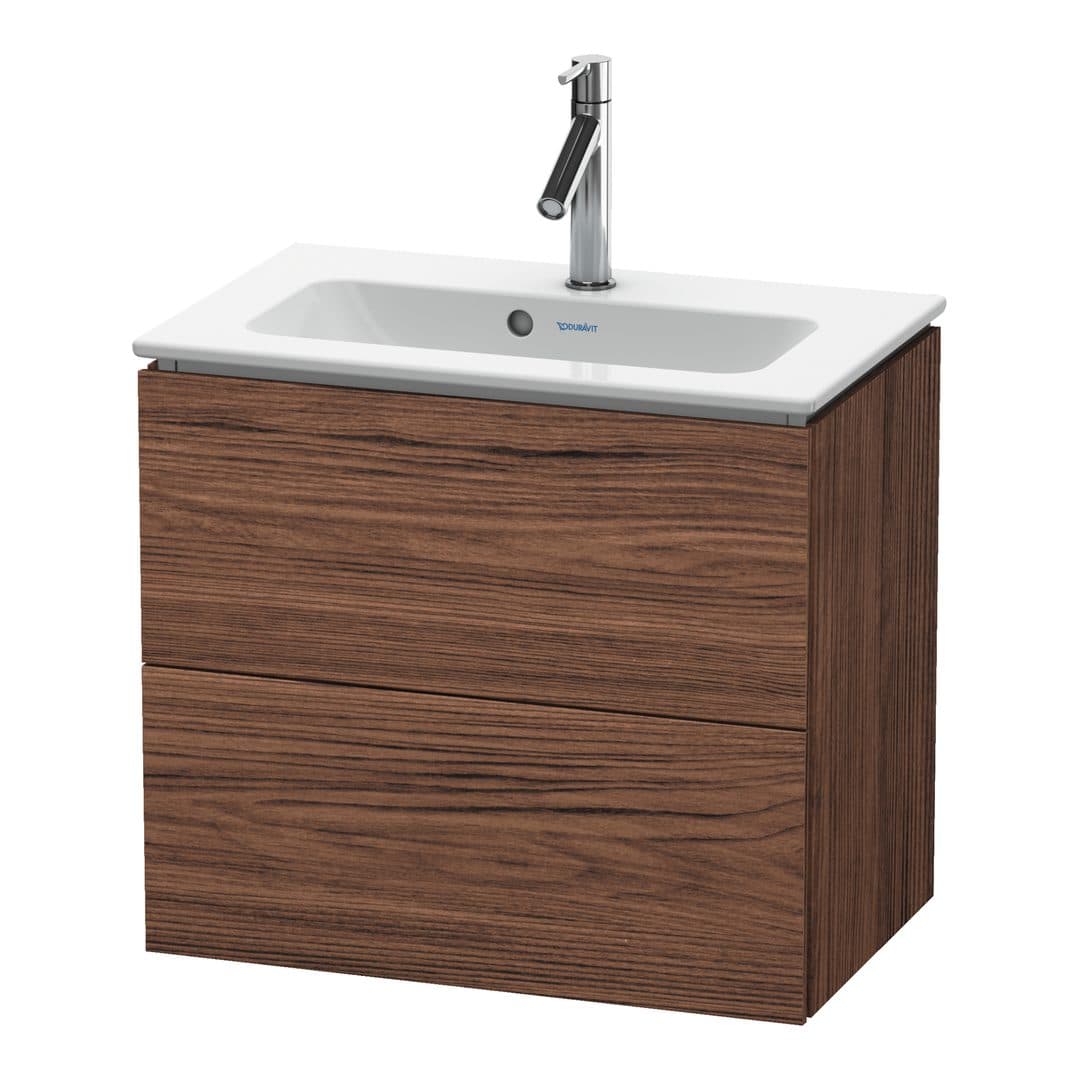 Duravit L-Cube – Έπιπλο Νιπτήρα – 620 mm, 2 συρτάρια, νιπτήρας κέντρο, Compact, 620 x 391 x 550 mm – Walnut dark Matt, Decor (LC625602121)