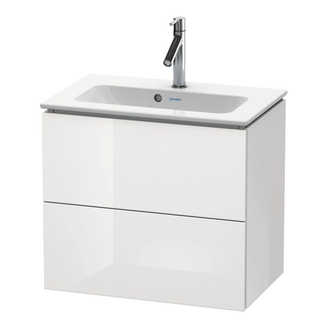 Duravit L-Cube – Έπιπλο Νιπτήρα – 620 mm, 2 συρτάρια, νιπτήρας κέντρο, Compact, 620 x 391 x 550 mm – White High Gloss, Decor (LC625602222)