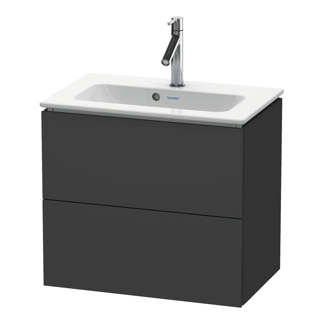 Duravit L-Cube – Έπιπλο Νιπτήρα – 620 mm, 2 συρτάρια, νιπτήρας κέντρο, Compact, 620 x 391 x 550 mm – Graphite Matt, Decor (LC625604949)
