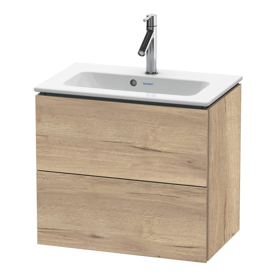Duravit L-Cube – Έπιπλο Νιπτήρα – 620 mm, 2 συρτάρια, νιπτήρας κέντρο, Compact, 620 x 391 x 550 mm – Marbled Oak Matt, Decor (LC625605555)