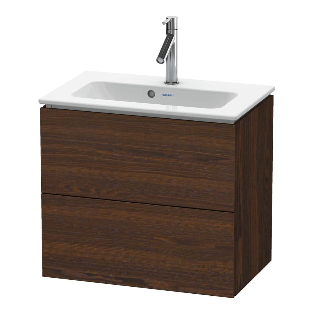Duravit L-Cube – Έπιπλο Νιπτήρα – 620 mm, 2 συρτάρια, νιπτήρας κέντρο, Compact, 620 x 391 x 550 mm – Brushed walnut Matt, Real wood veneer (LC625606969)