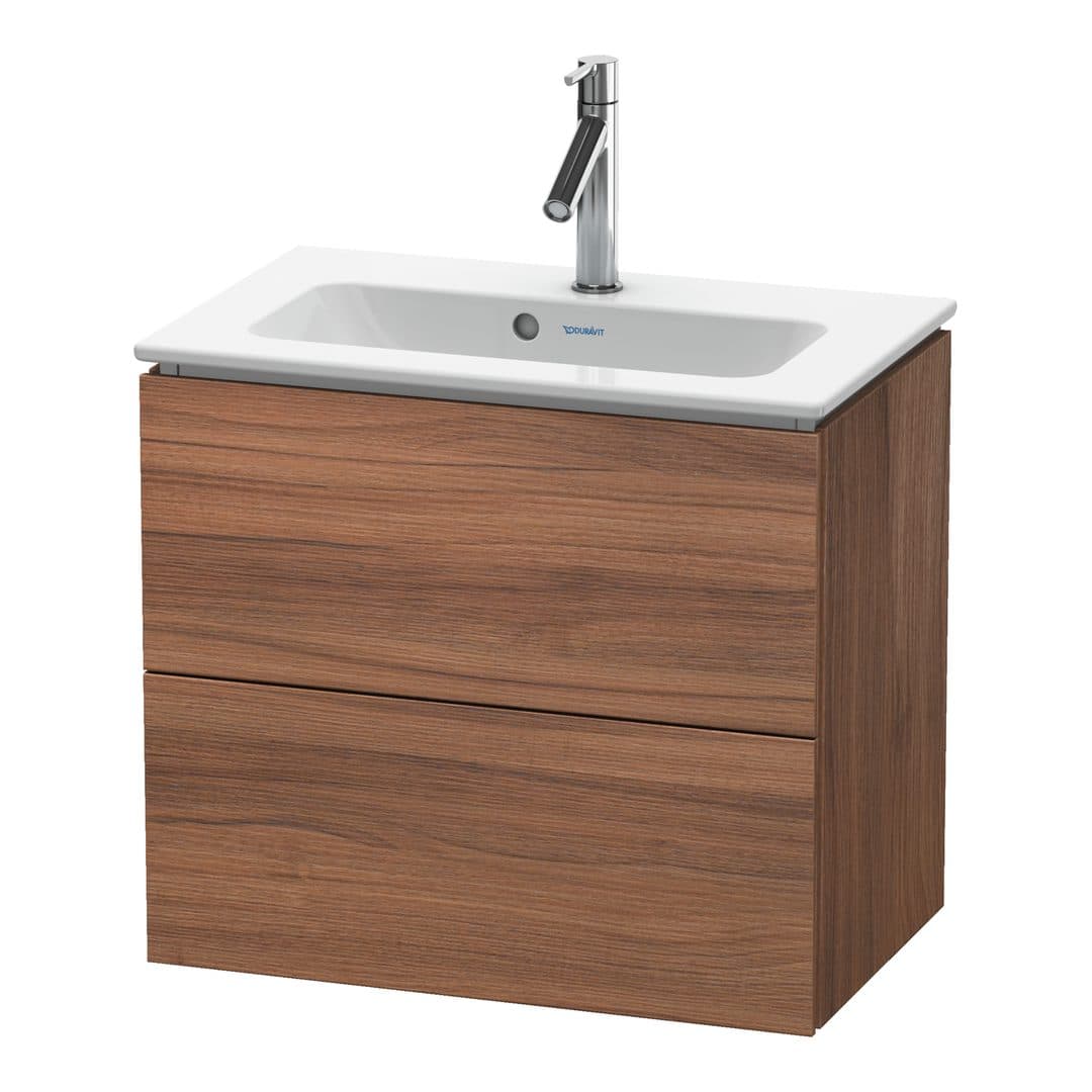 Duravit L-Cube – Έπιπλο Νιπτήρα – 620 mm, 2 συρτάρια, νιπτήρας κέντρο, Compact, 620 x 391 x 550 mm – Walnut Matt, Decor (LC625607979)