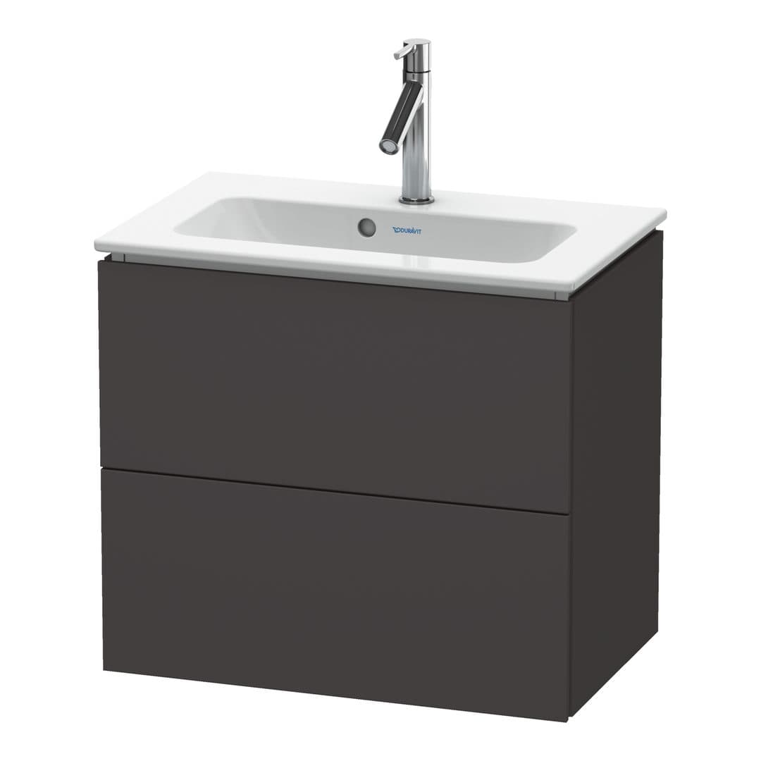 Duravit L-Cube – Έπιπλο Νιπτήρα – 620 mm, 2 συρτάρια, νιπτήρας κέντρο, Compact, 620 x 391 x 550 mm – Graphite Super Matt, Decor (LC625608080)