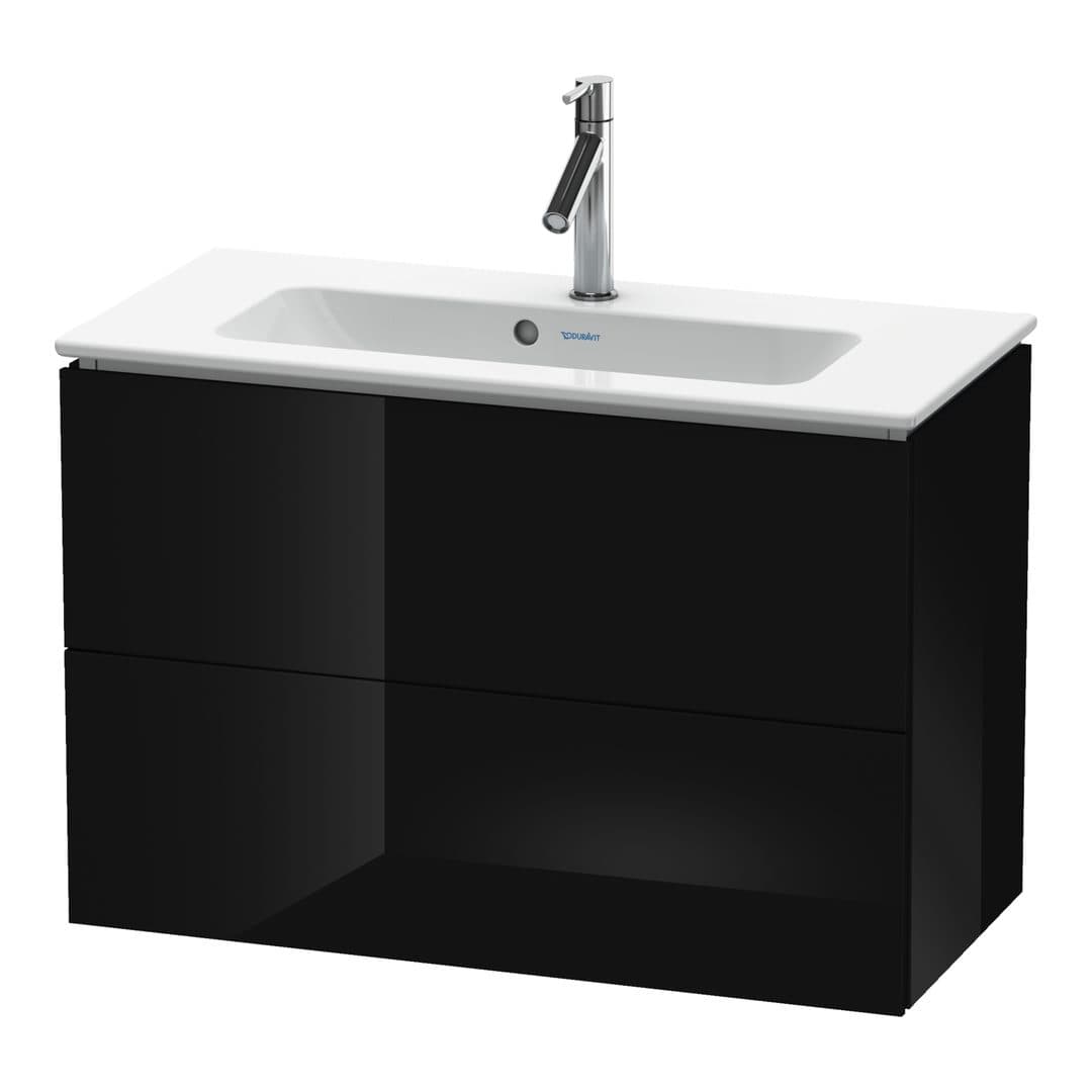 Duravit L-Cube – Έπιπλο Νιπτήρα – 820 mm, 2 συρτάρια, νιπτήρας κέντρο, Compact, 820 x 391 x 550 mm – Black High Gloss, Lacquer (LC625704040)