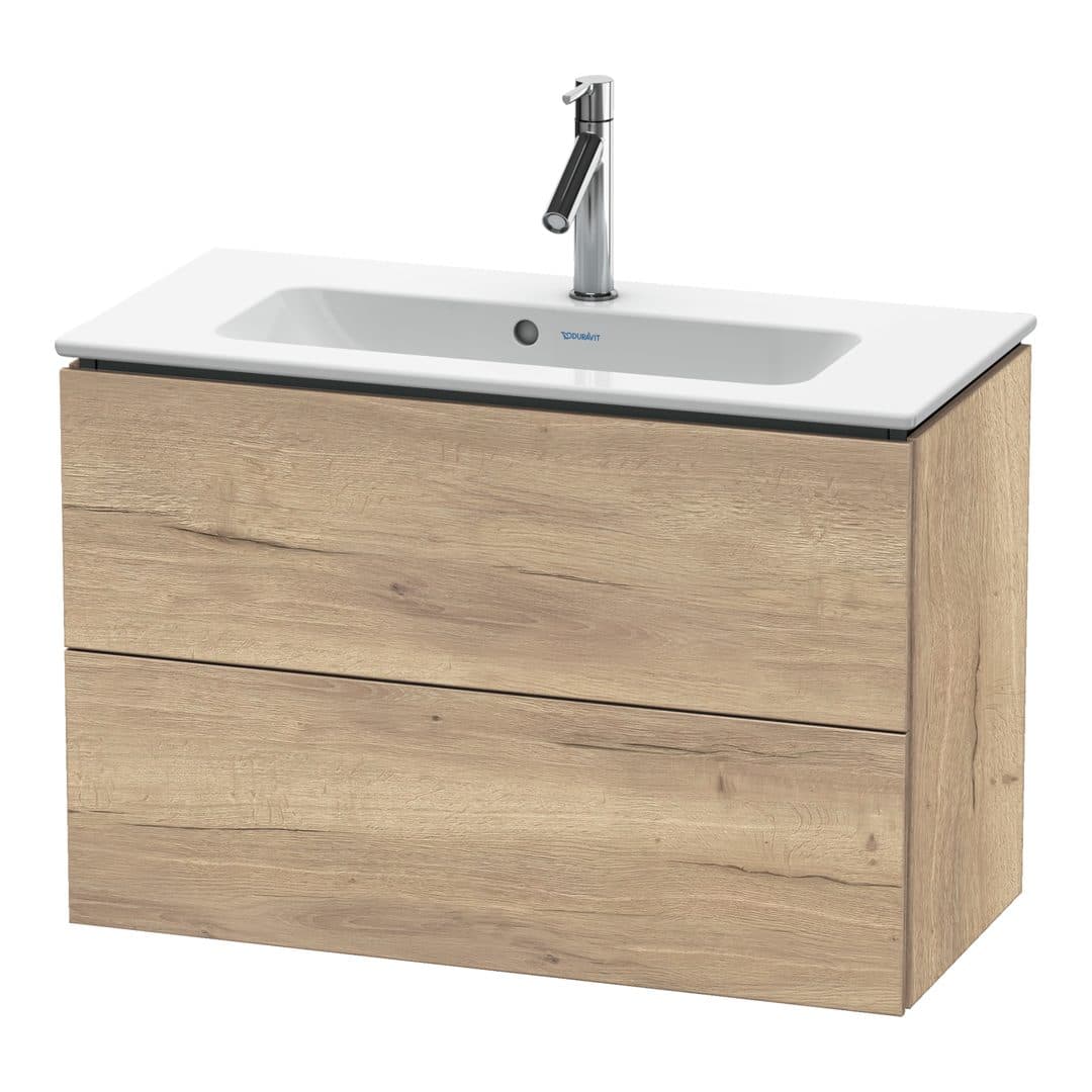 Duravit L-Cube – Έπιπλο Νιπτήρα – 820 mm, 2 συρτάρια, νιπτήρας κέντρο, Compact, 820 x 391 x 550 mm – Marbled Oak Matt, Decor (LC625705555)