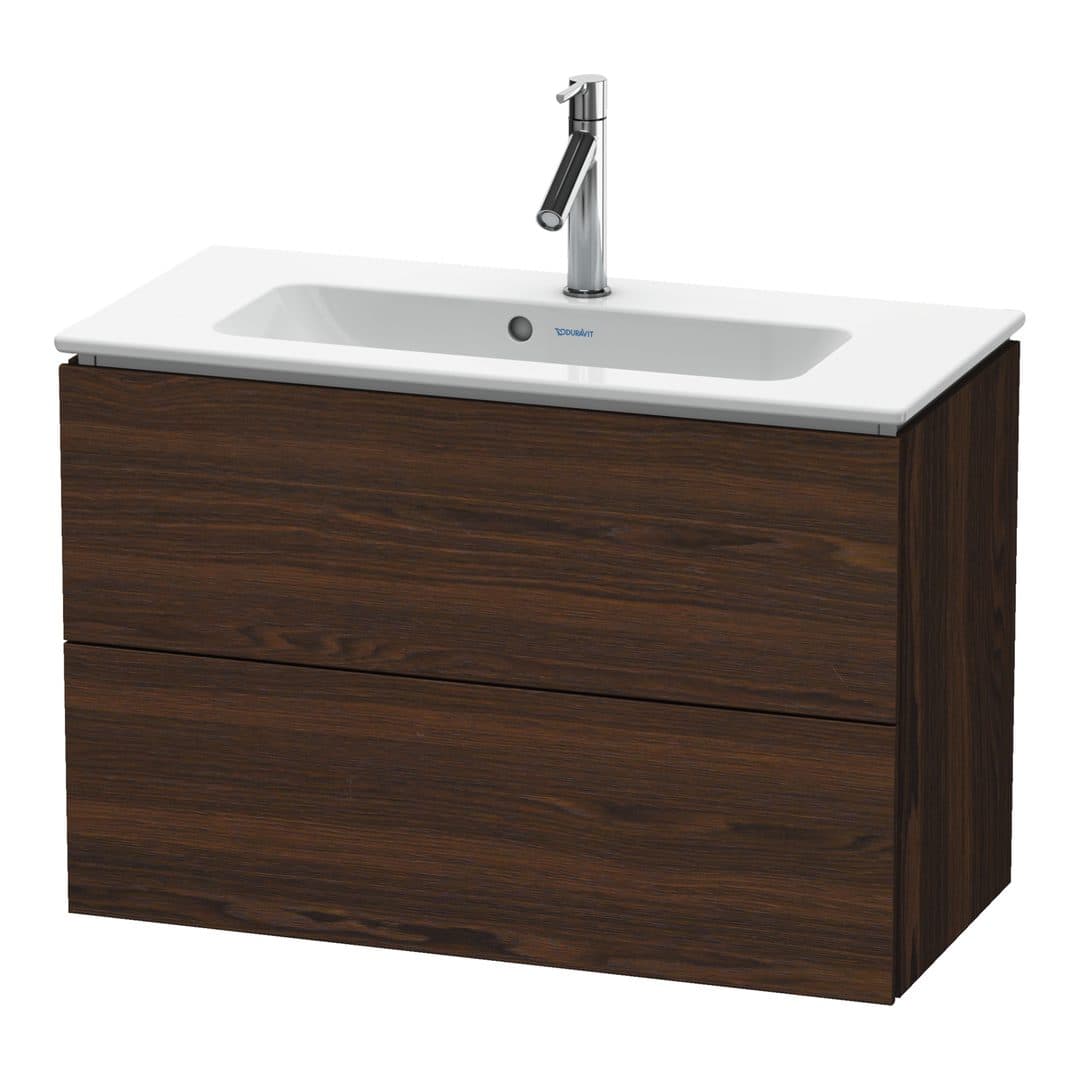 Duravit L-Cube – Έπιπλο Νιπτήρα – 820 mm, 2 συρτάρια, νιπτήρας κέντρο, Compact, 820 x 391 x 550 mm – Brushed walnut Matt, Real wood veneer (LC625706969)