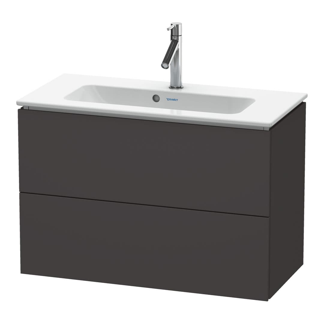 Duravit L-Cube – Έπιπλο Νιπτήρα – 820 mm, 2 συρτάρια, νιπτήρας κέντρο, Compact, 820 x 391 x 550 mm – Graphite Super Matt, Decor (LC625708080)