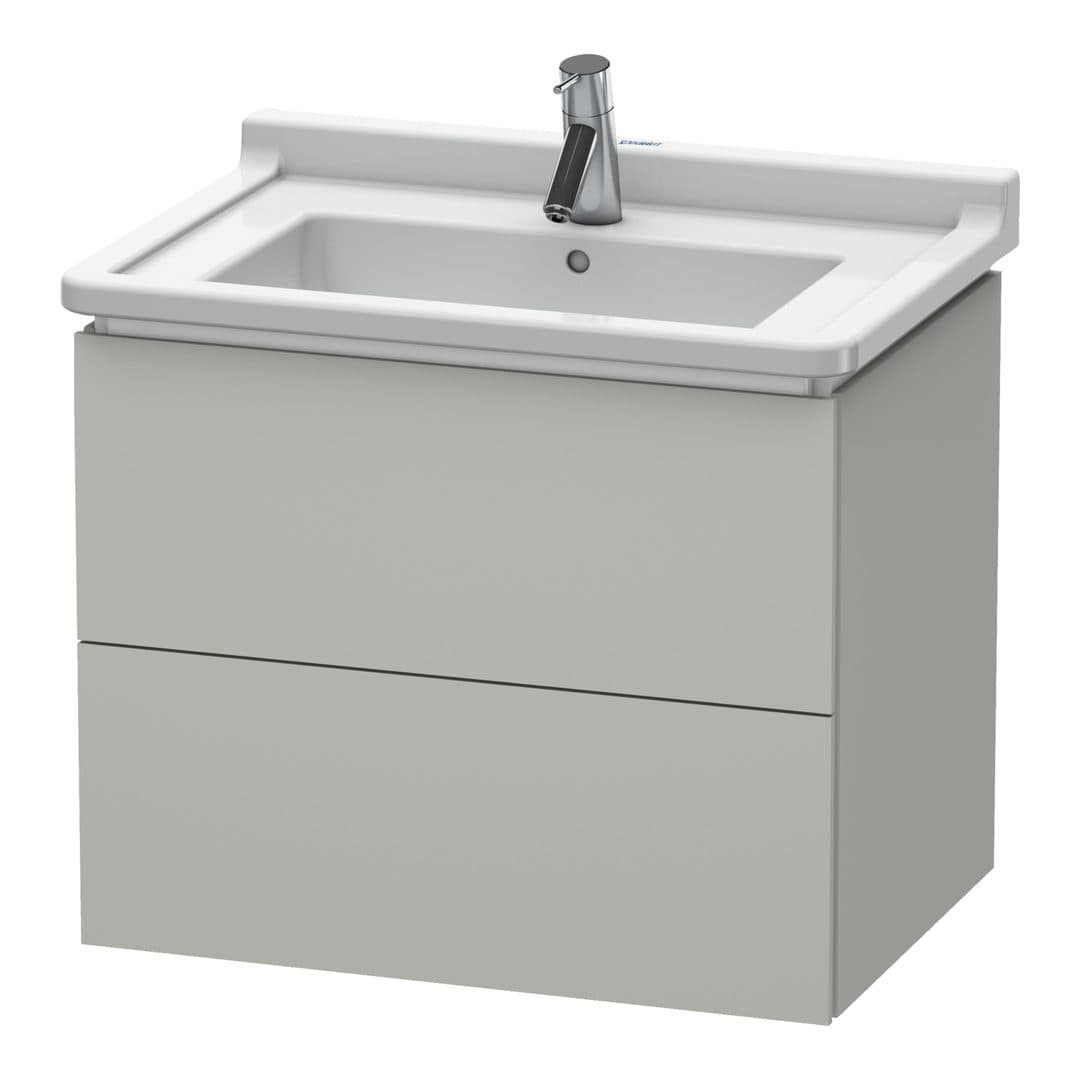 Duravit L-Cube – Έπιπλο Νιπτήρα – 670 mm, 2 συρτάρια, νιπτήρας κέντρο – Concrete grey Matt, Decor (LC626400707)