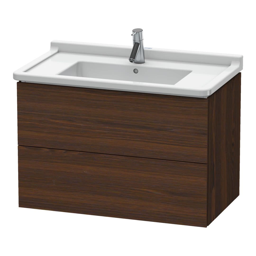Duravit L-Cube – Έπιπλο Νιπτήρα – 820 mm, 2 συρτάρια, νιπτήρας κέντρο, 820 x 469 x 558 mm – Brushed walnut Matt, Real wood veneer (LC626506969)