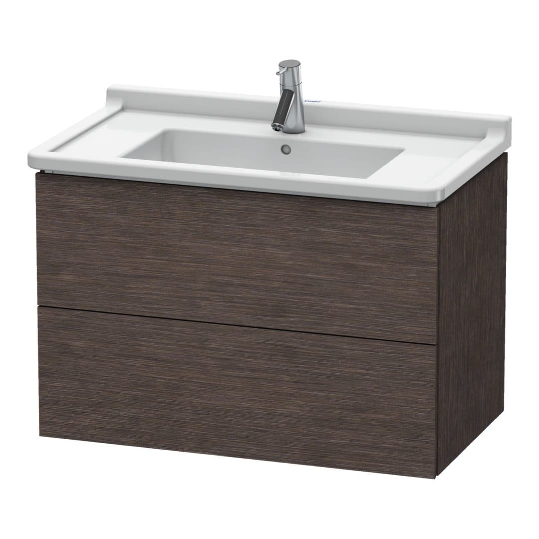 Duravit L-Cube – Έπιπλο Νιπτήρα – 820 mm, 2 συρτάρια, νιπτήρας κέντρο, 820 x 469 x 558 mm – Brushed dark oak Matt, Real wood veneer (LC626507272)