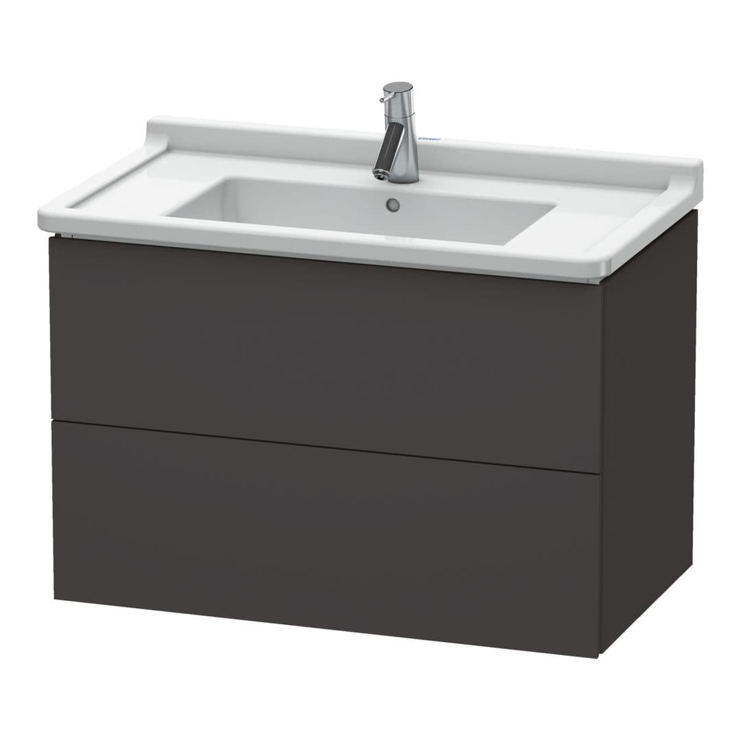Duravit L-Cube – Έπιπλο Νιπτήρα – 820 mm, 2 συρτάρια, νιπτήρας κέντρο, 820 x 469 x 558 mm – Graphite Super Matt, Decor (LC626508080)