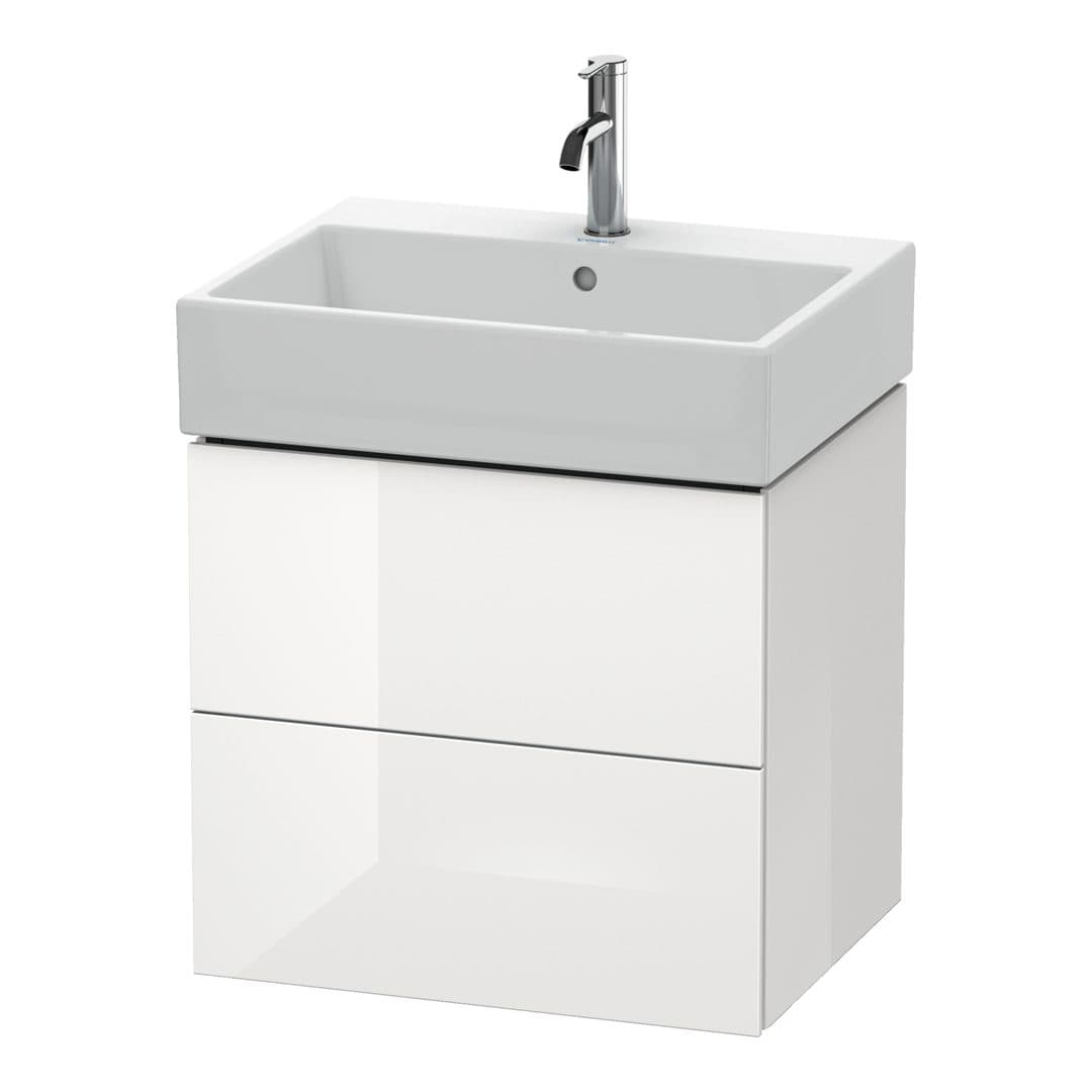 Duravit L-Cube – Έπιπλο Νιπτήρα – 584 mm, 2 συρτάρια, νιπτήρας κέντρο – White High Gloss, Decor (LC627502222)