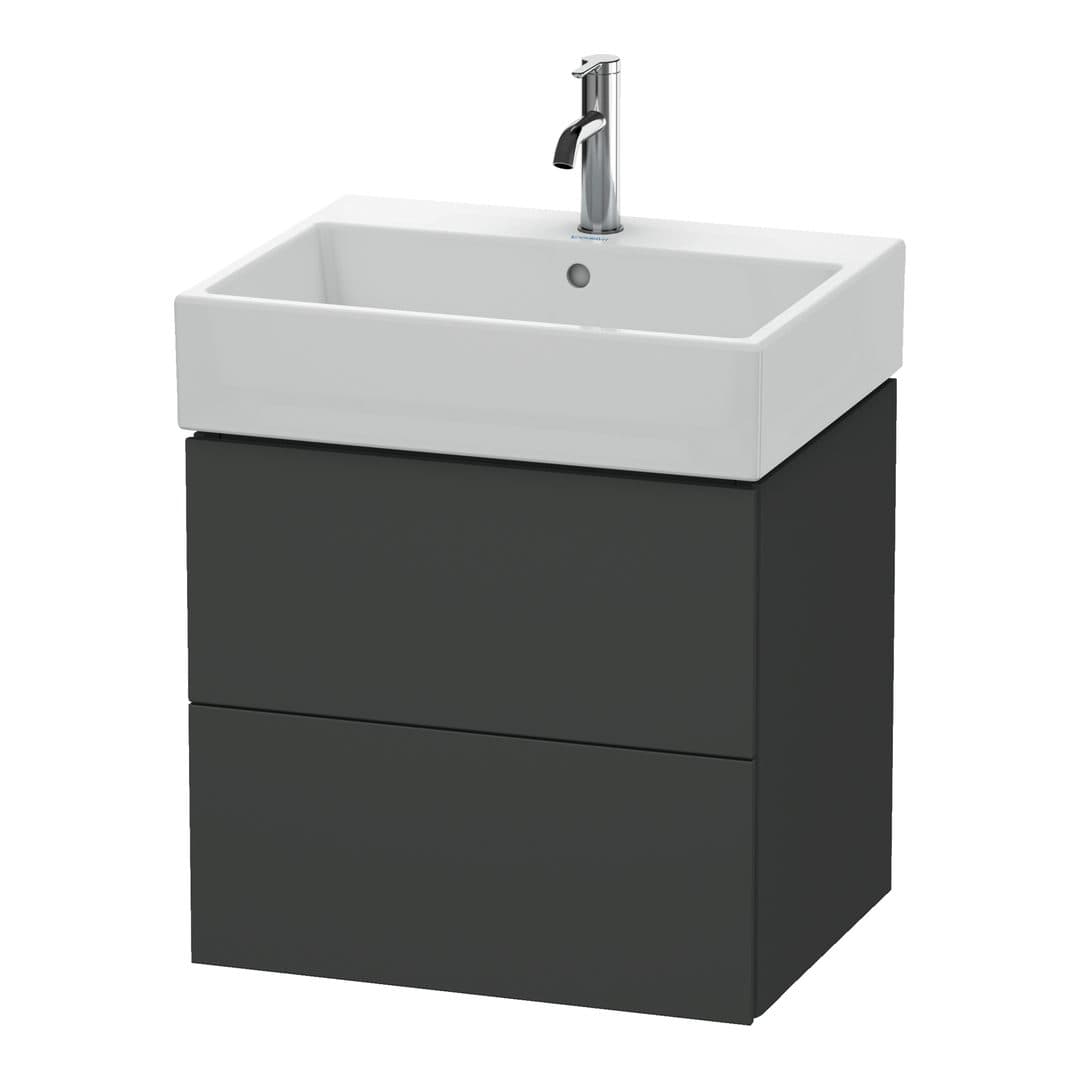 Duravit L-Cube – Έπιπλο Νιπτήρα – 584 mm, 2 συρτάρια, νιπτήρας κέντρο – Graphite Matt, Decor (LC627504949)