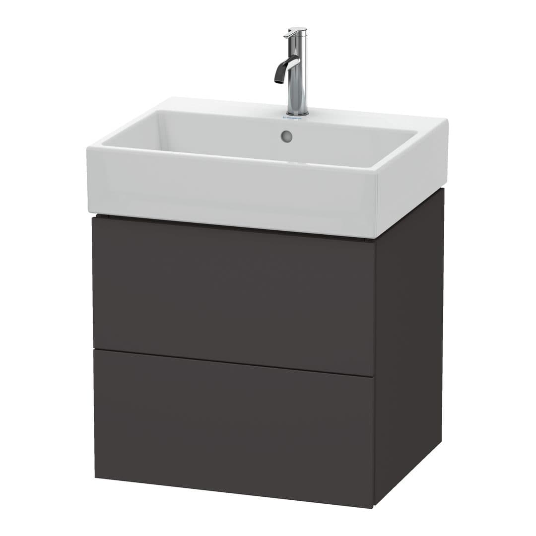 Duravit L-Cube – Έπιπλο Νιπτήρα – 584 mm, 2 συρτάρια, νιπτήρας κέντρο – Graphite Super Matt, Decor (LC627508080)