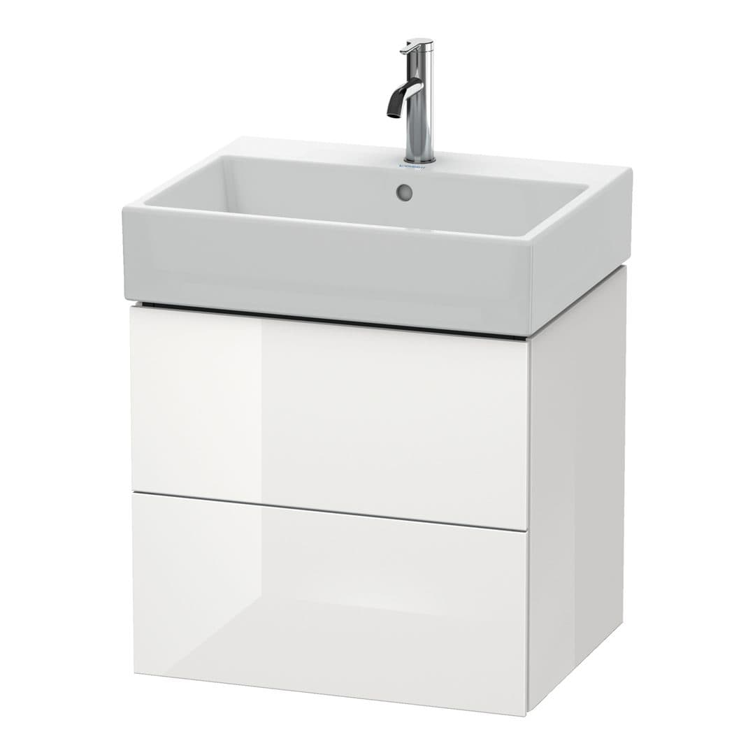 Duravit L-Cube – Έπιπλο Νιπτήρα – 584 mm, 2 συρτάρια, νιπτήρας κέντρο – White High Gloss, Lacquer (LC627508585)