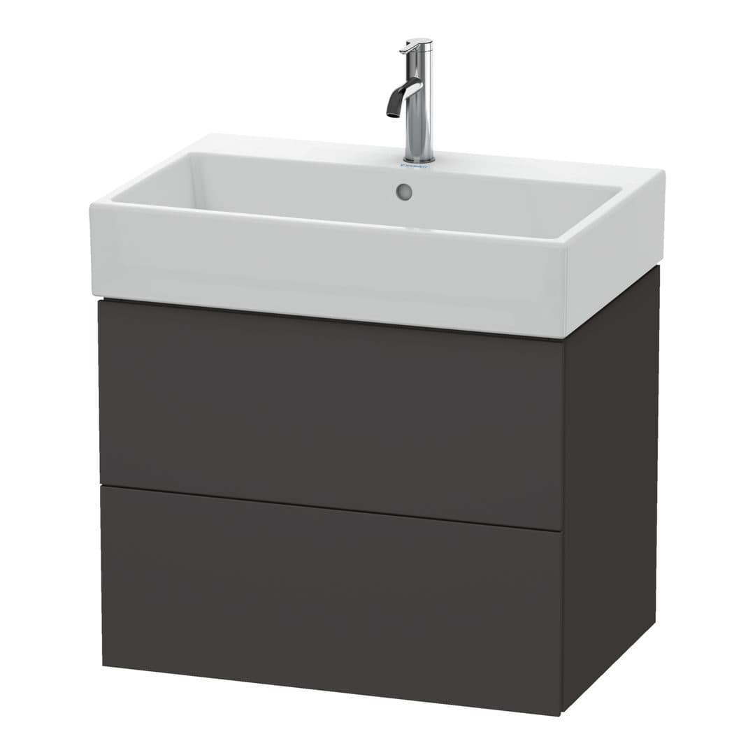 Duravit L-Cube – Έπιπλο Νιπτήρα – 684 mm, 2 συρτάρια, νιπτήρας κέντρο – Graphite Super Matt, Decor (LC627608080)