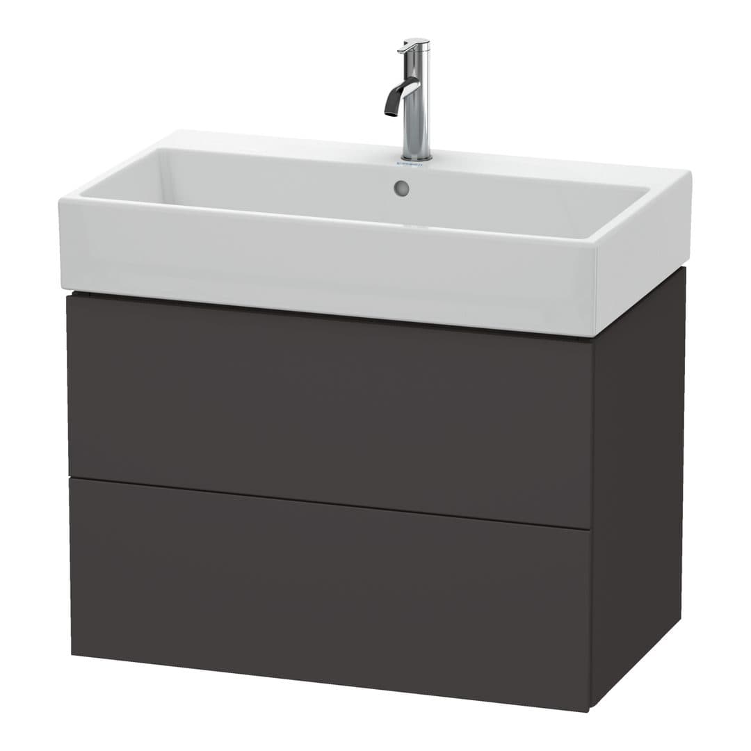 Duravit L-Cube – Έπιπλο Νιπτήρα – 784 mm, 2 συρτάρια, νιπτήρας κέντρο – Graphite Super Matt, Decor (LC627708080)