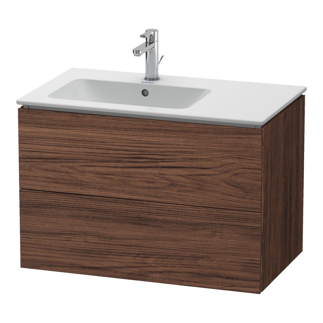 Duravit L-Cube – Έπιπλο Νιπτήρα – 820 mm, 2 συρτάρια, νιπτήρας αριστερά – Walnut dark Matt, Decor (LC629102121)