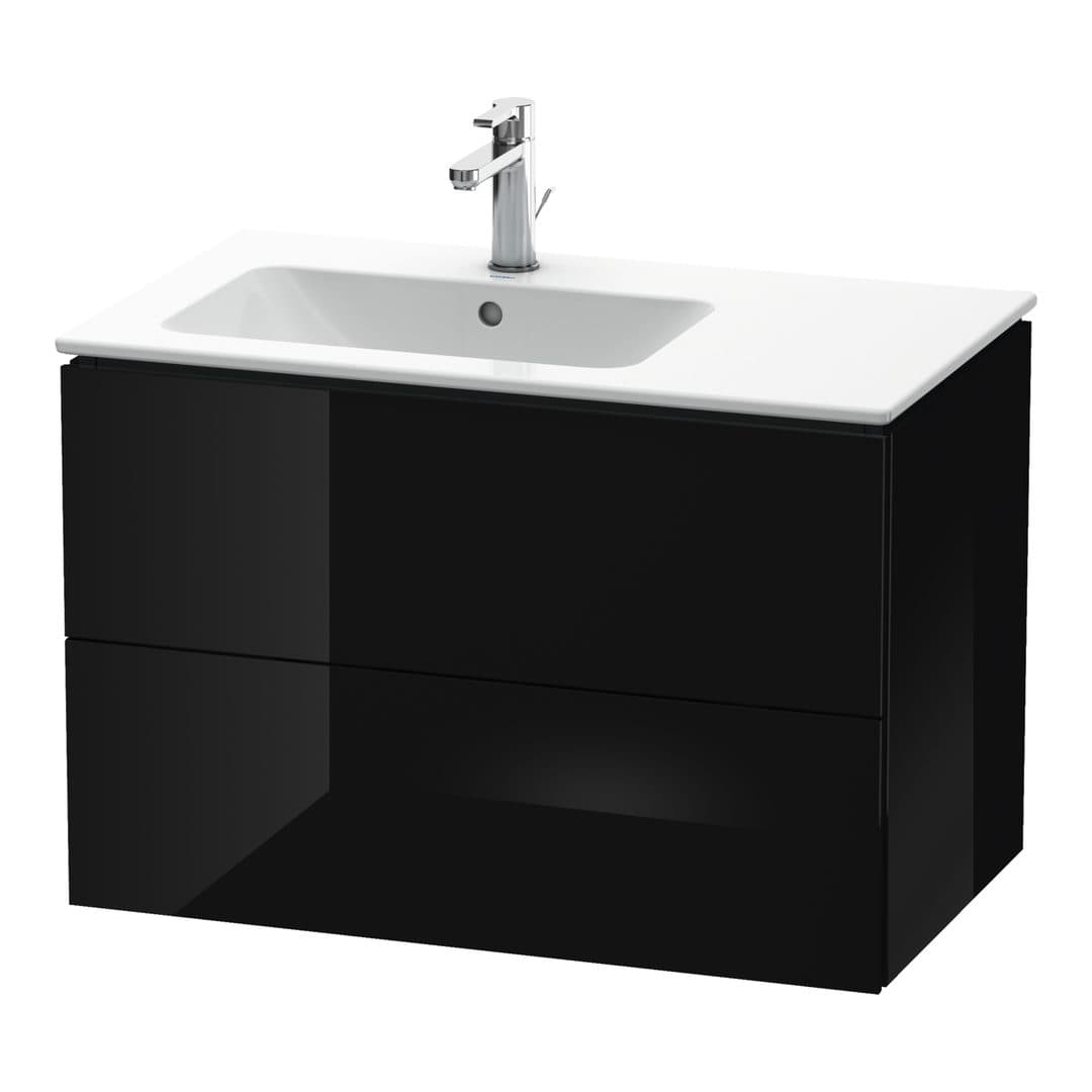Duravit L-Cube – Έπιπλο Νιπτήρα – 820 mm, 2 συρτάρια, νιπτήρας αριστερά – Black High Gloss, Lacquer (LC629104040)